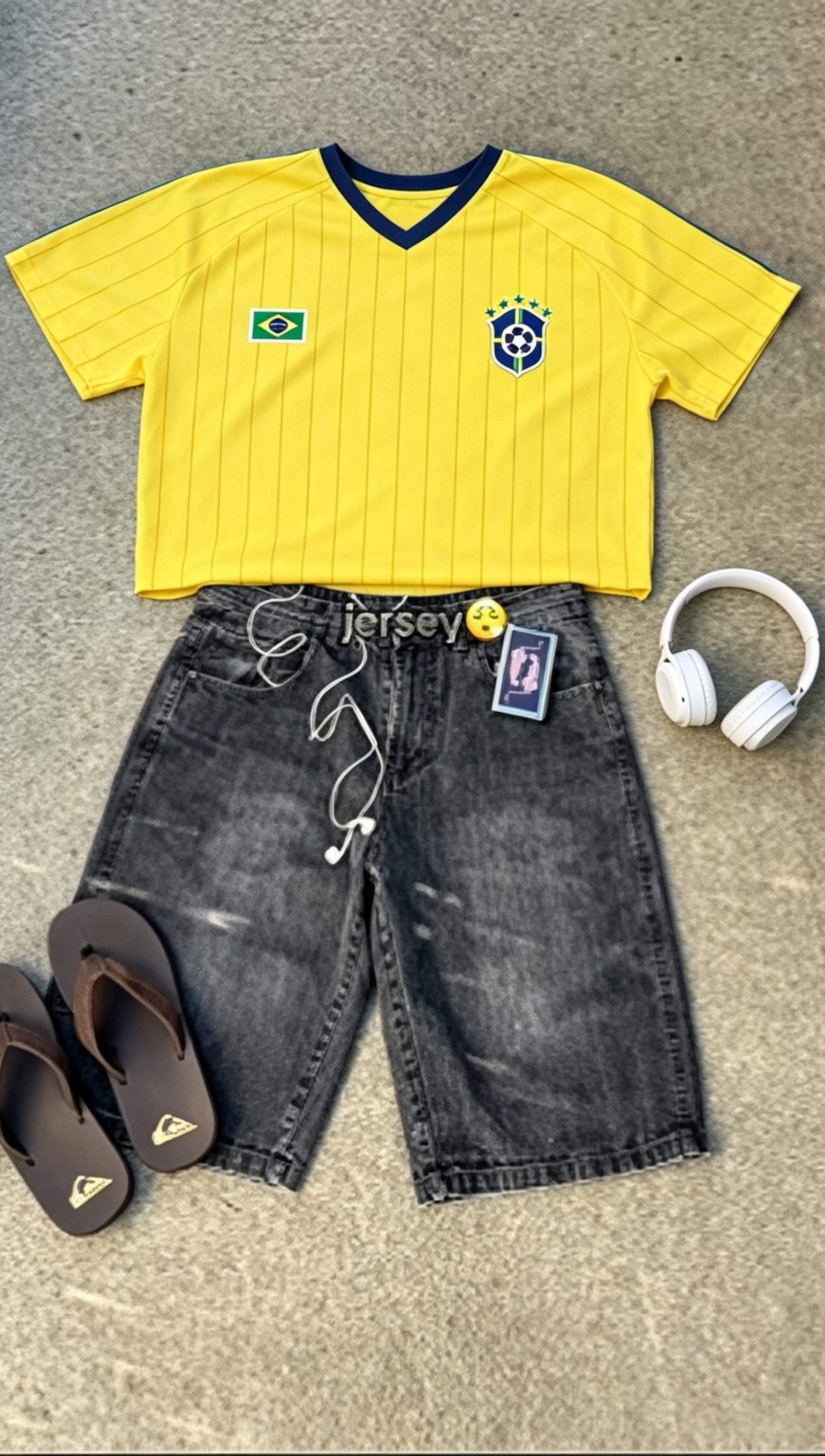 Retro Brazil National Team Yellow Striped Y2K Jersey Shirts