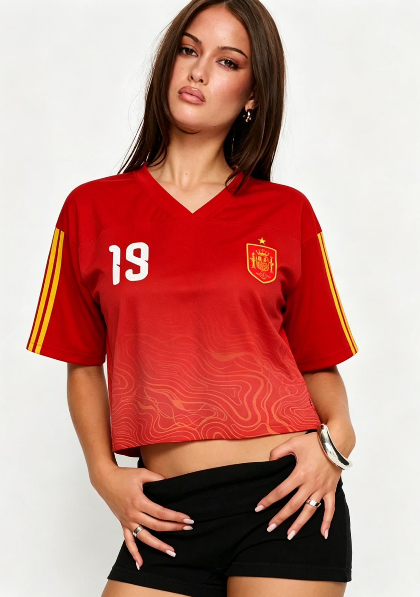  Vamos Spain! Gradient #19 Cropped Mesh Jersey Shirt