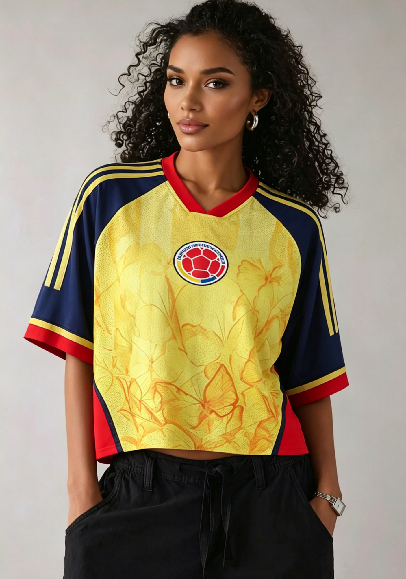 Colombia Butterfly Retro Cropped Mesh Jersey Shirt