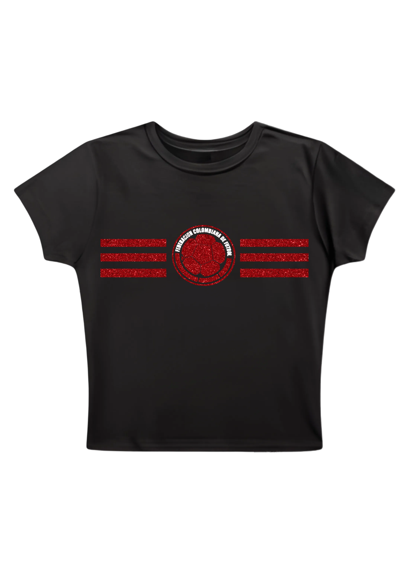 Colombia Football Red Glitter Y2K Baby Tee