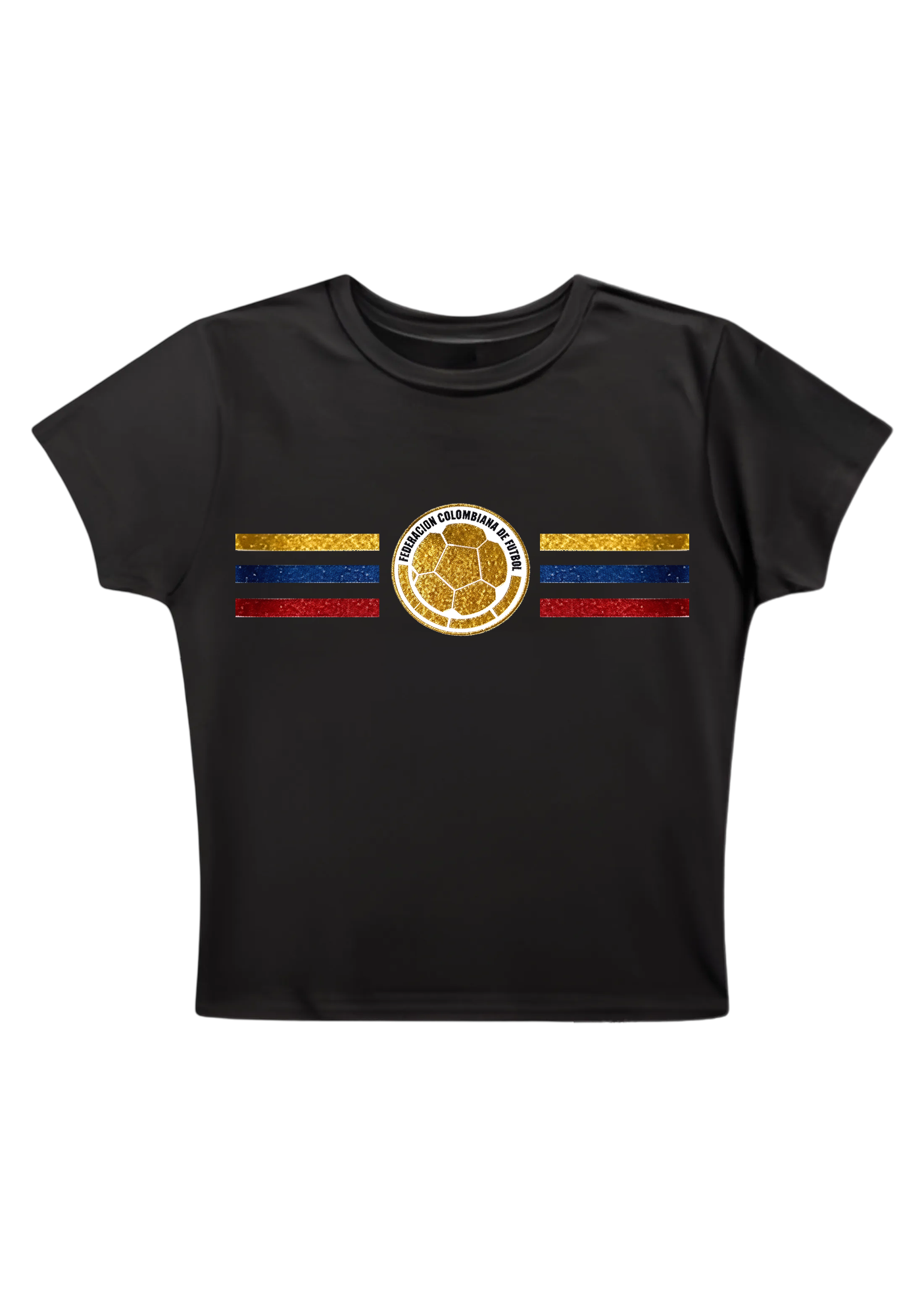 Colombia Football Flag Glitter Y2K Baby Tee
