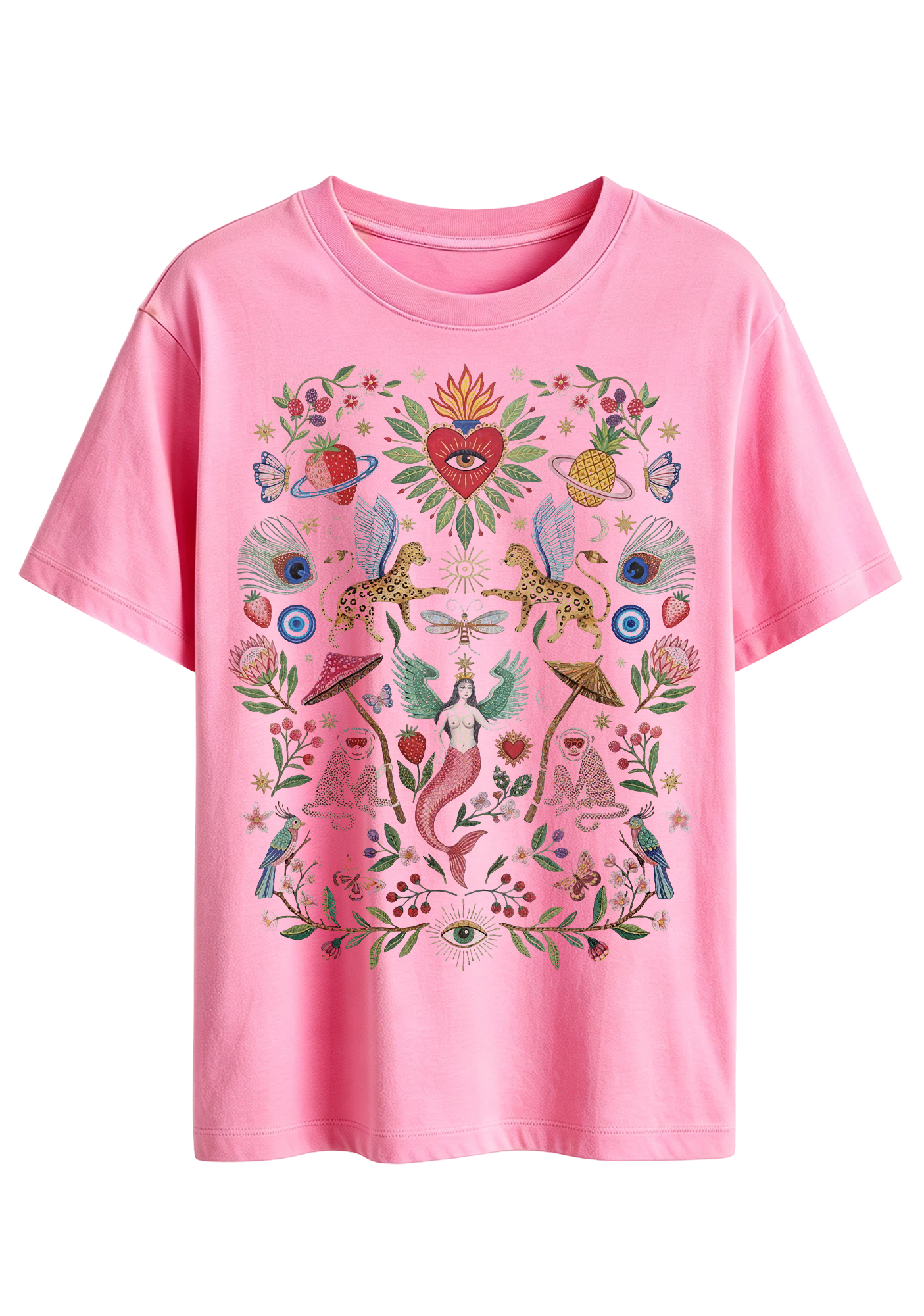 Mystical Folk Art Mermaid Graphic T-Shirt