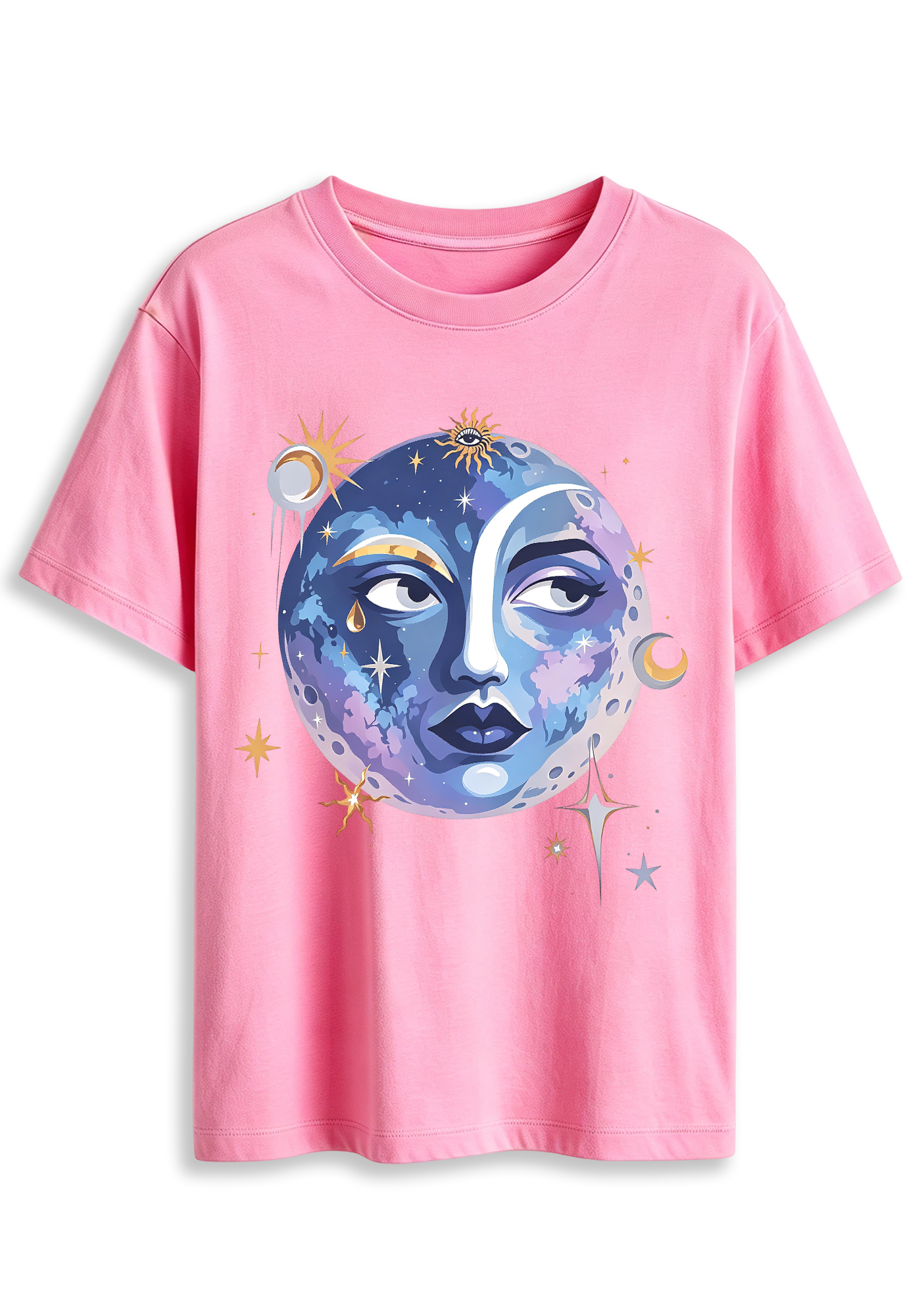 Purple Blue Planet Star Mystic Casual Graphic T-Shirt