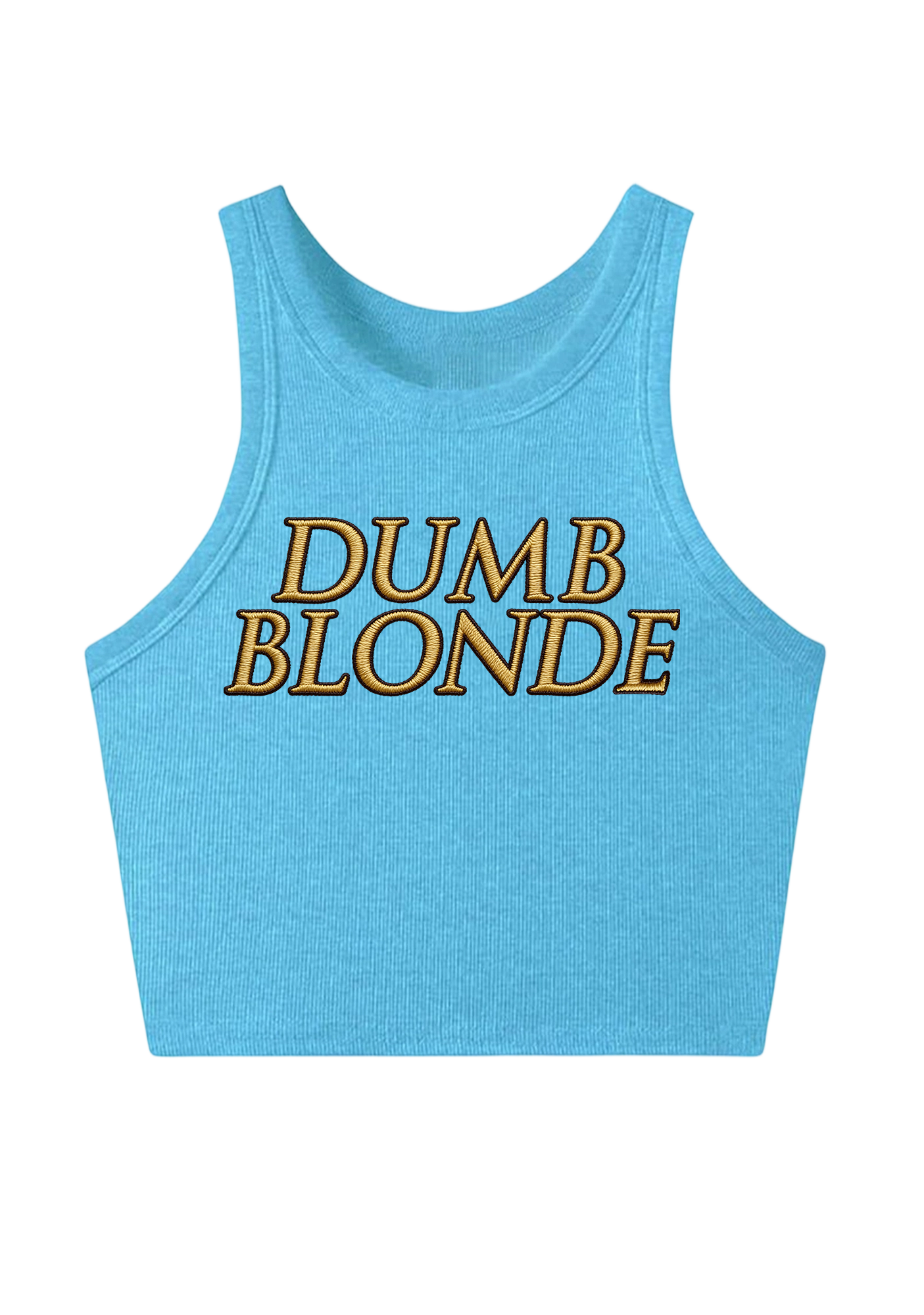 Dumb Blonde Embroidery Y2K Crop Tank Top