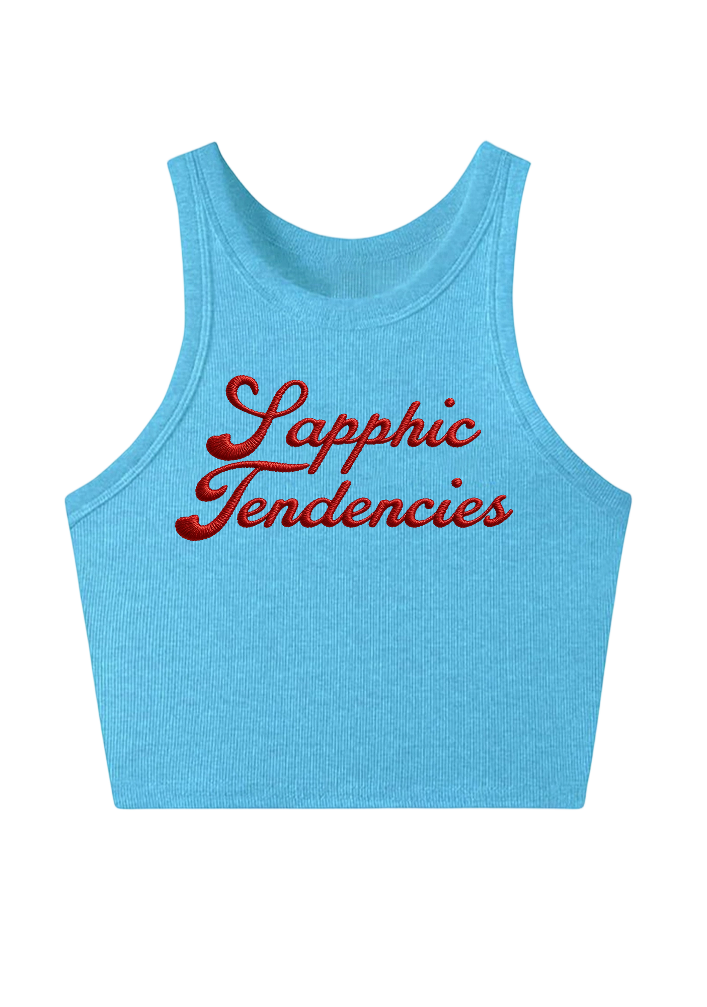 Sapphic Tendencies Embroidery Y2K Crop Tank Top