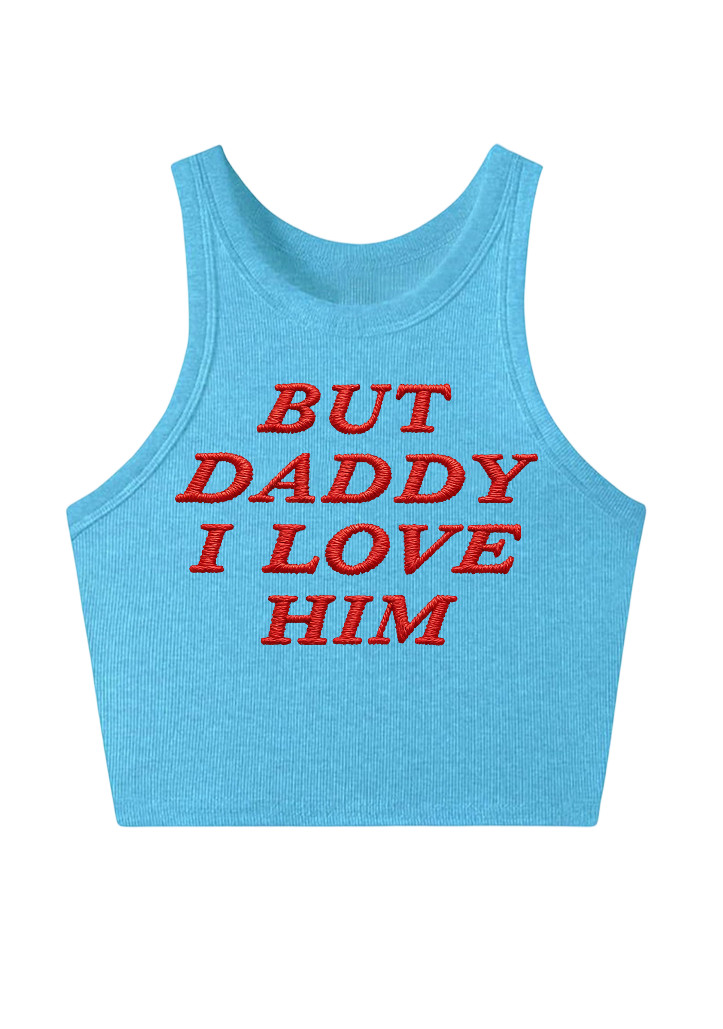Daddy l love him Embroidery Y2K Crop Tank Top