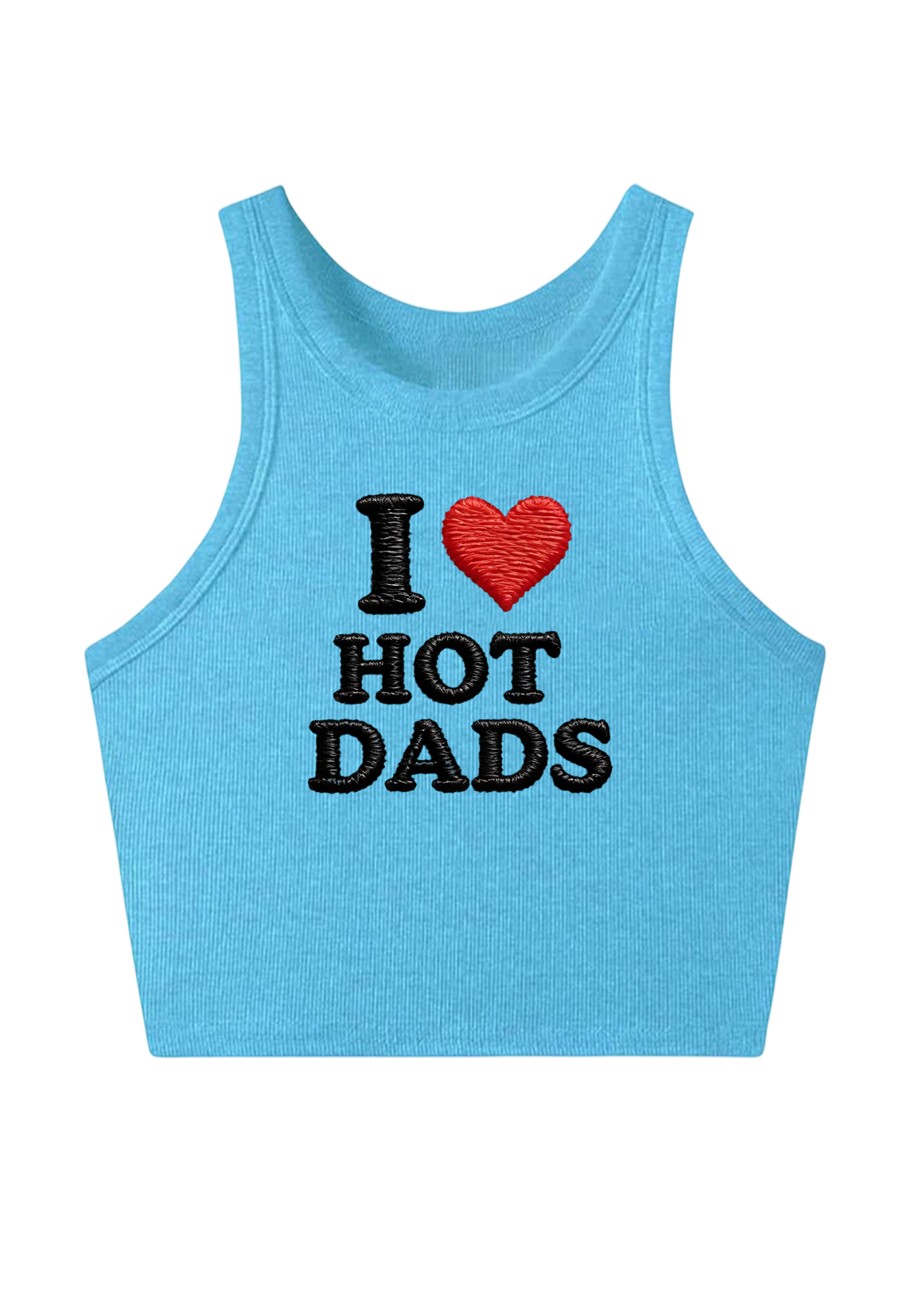 l love Hot Dad Embroidery Y2K Crop Tank Top