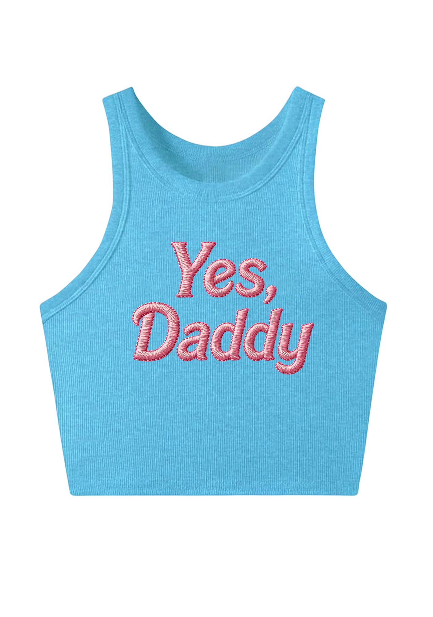  love Hot Dad Embroidery Y2K Crop Tank Top