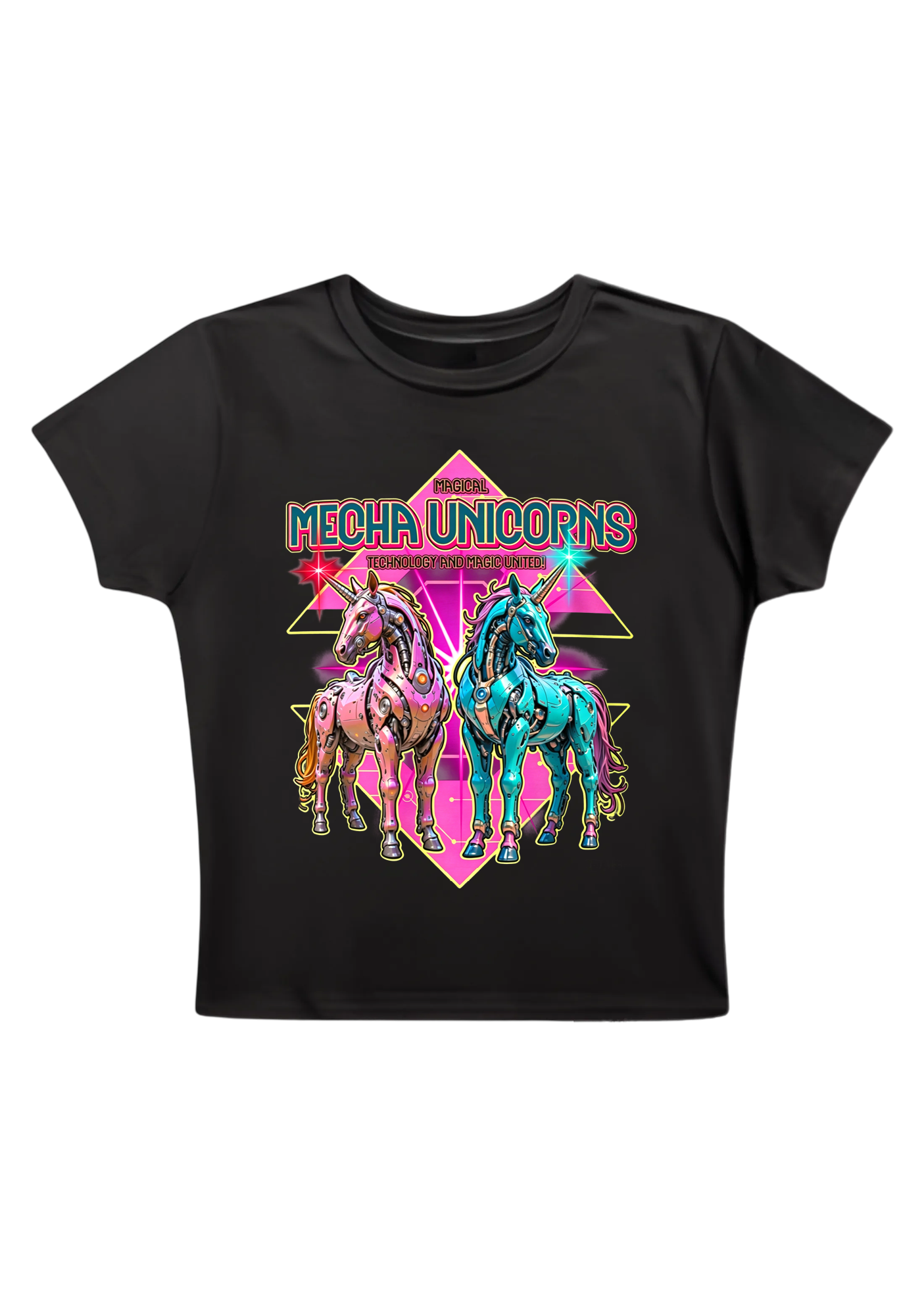 Magical Mecha Unicorns Y2K Baby Tee