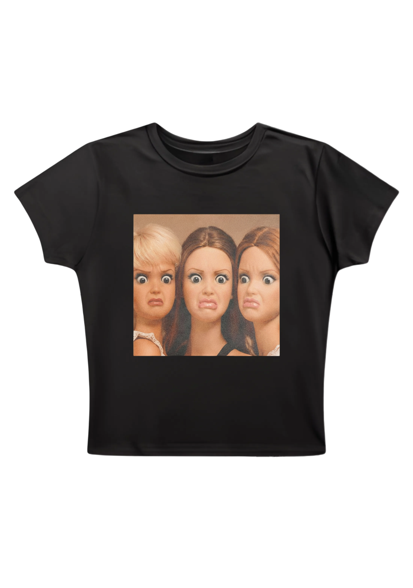 Grumpy Doll Trio Y2K Baby Tee