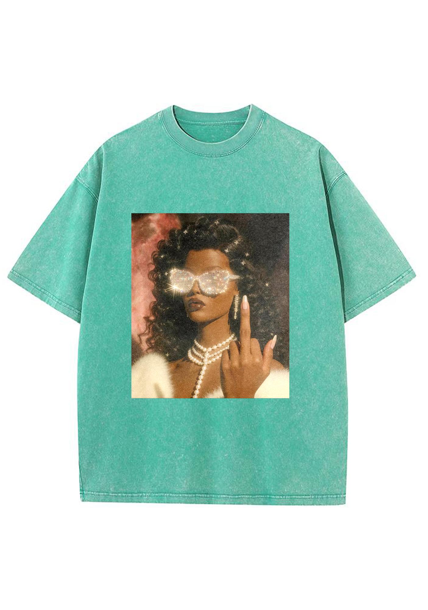 Diamond Shades Middle Finger Retro Y2K Washed Tee