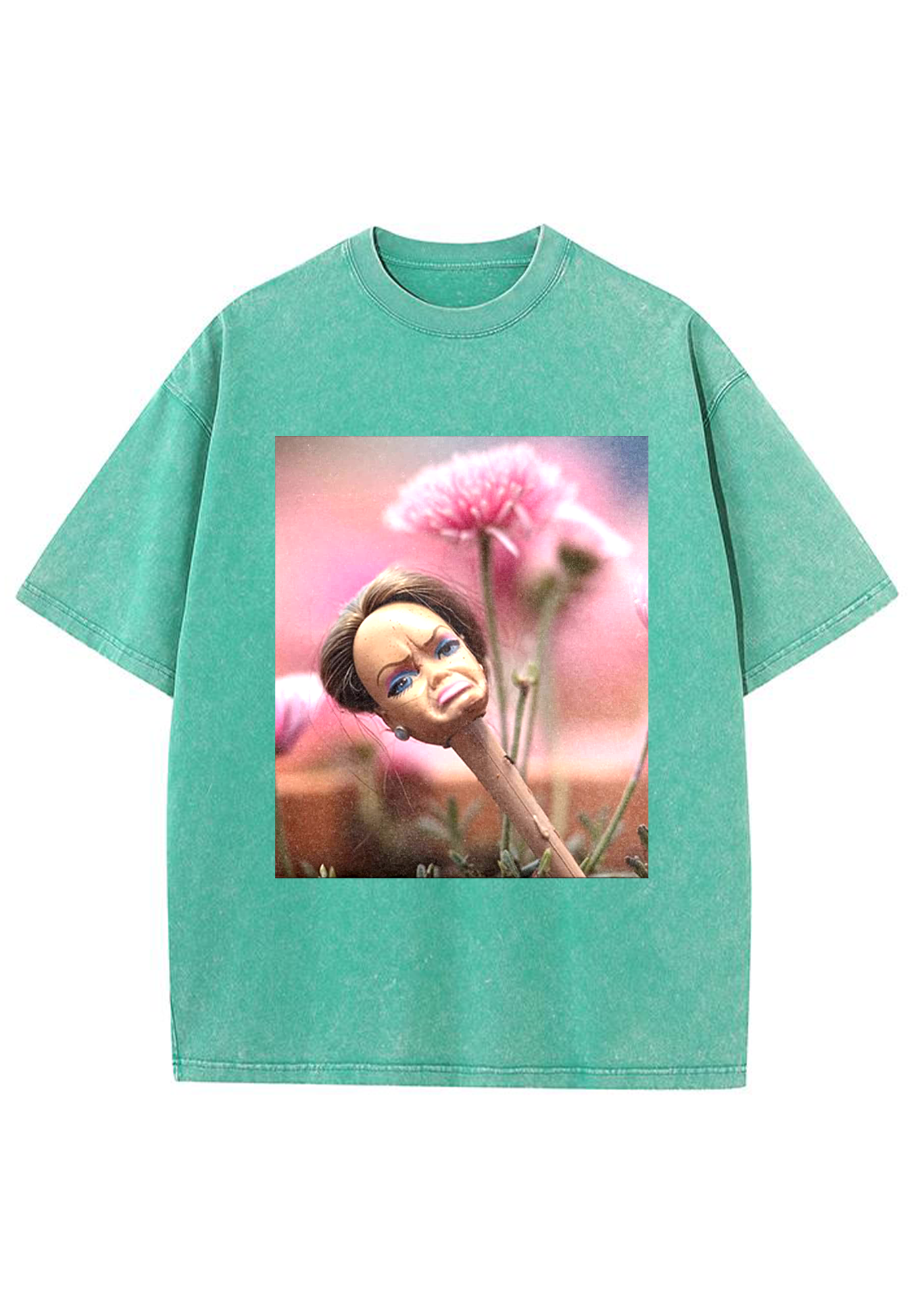 Pouty Barbie Flowerbed Meme Y2K Washed Tee