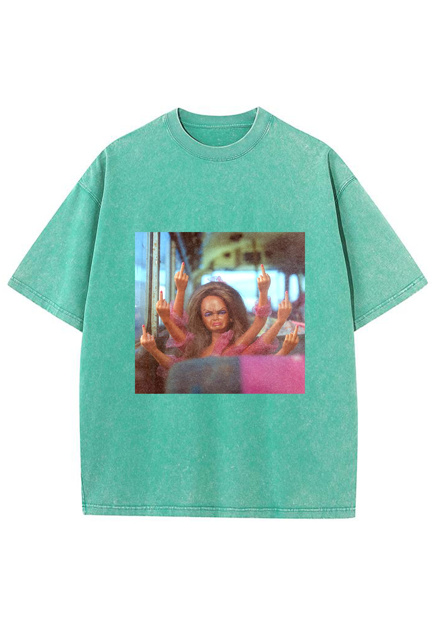 Y2K Aesthetic Zero Fucks Given Barbie Washed Tee