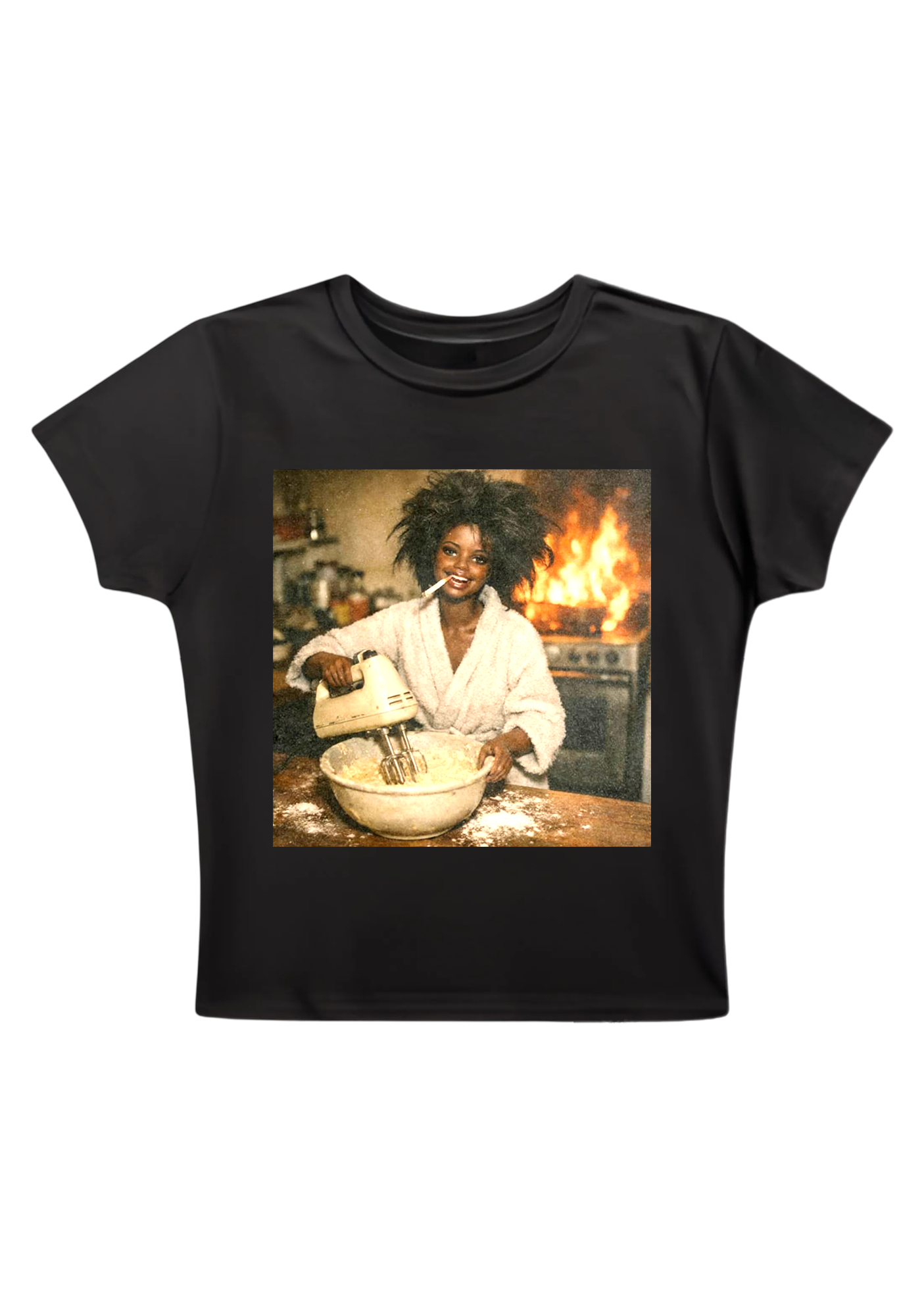 Fire Baker Funny Print Y2K Baby Tee