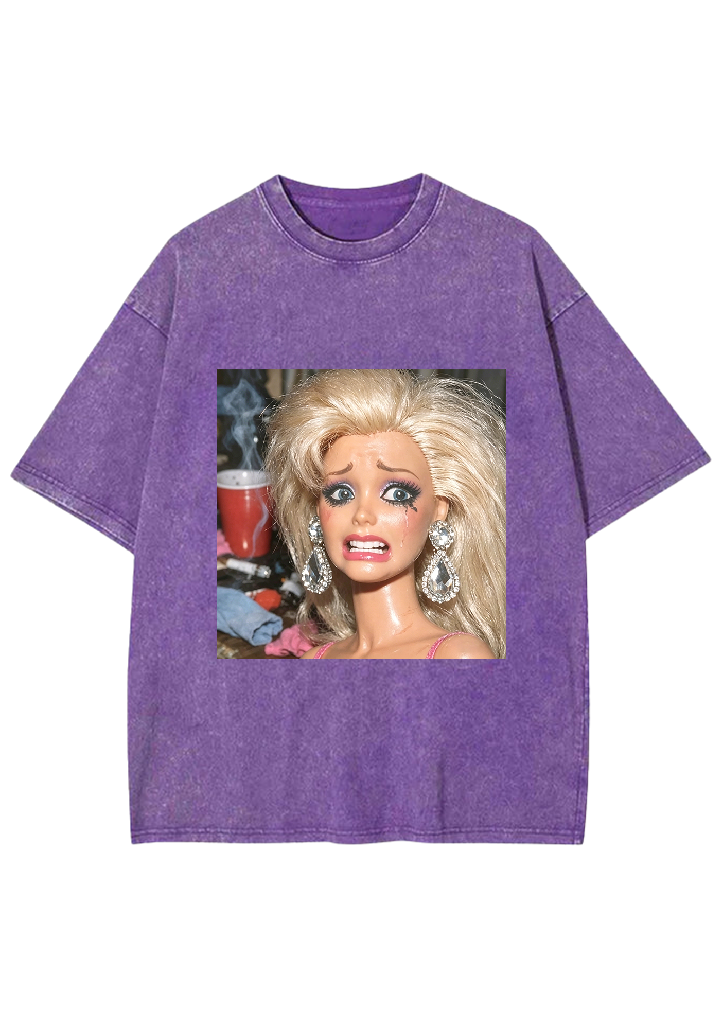Crying Party Barbie Meme Washed Tee