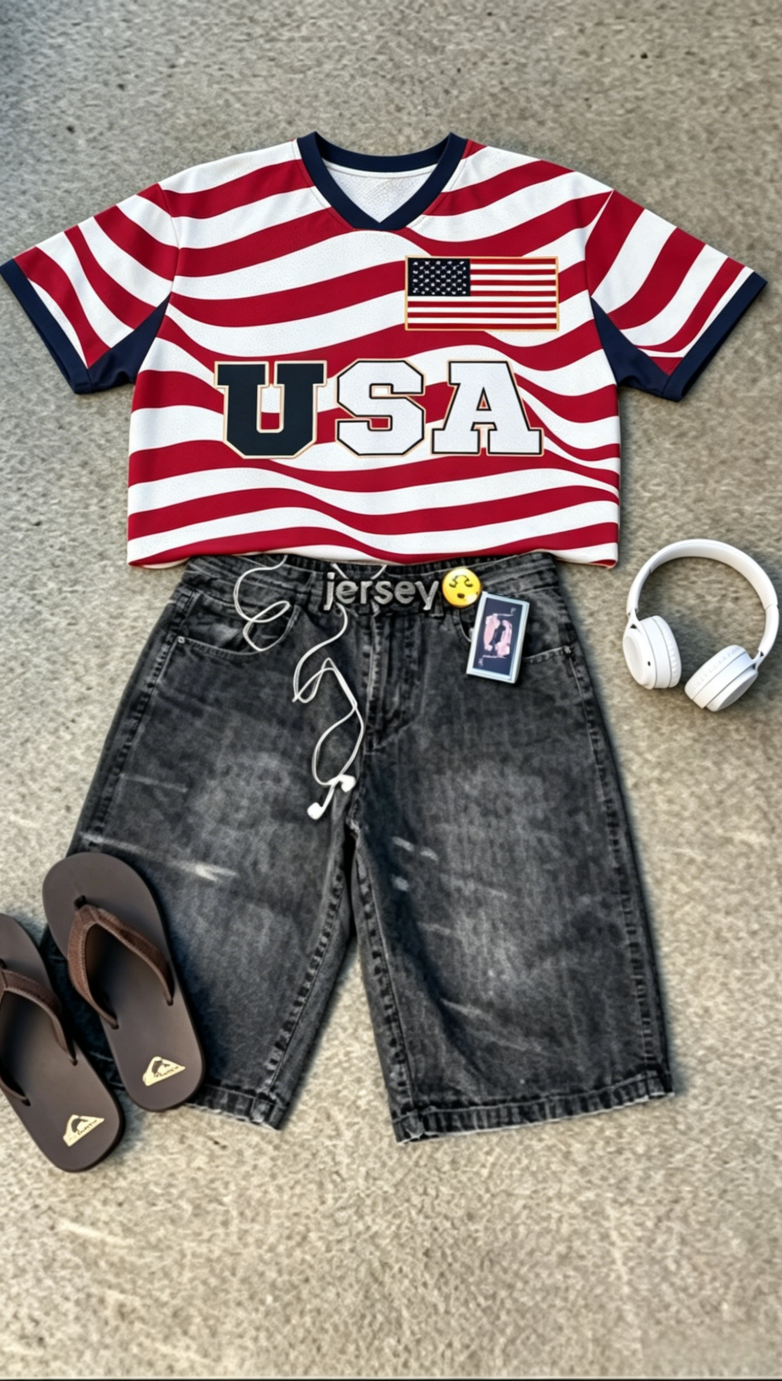 USA Game Day Patriotic Cropped Mesh Jersey Shirt