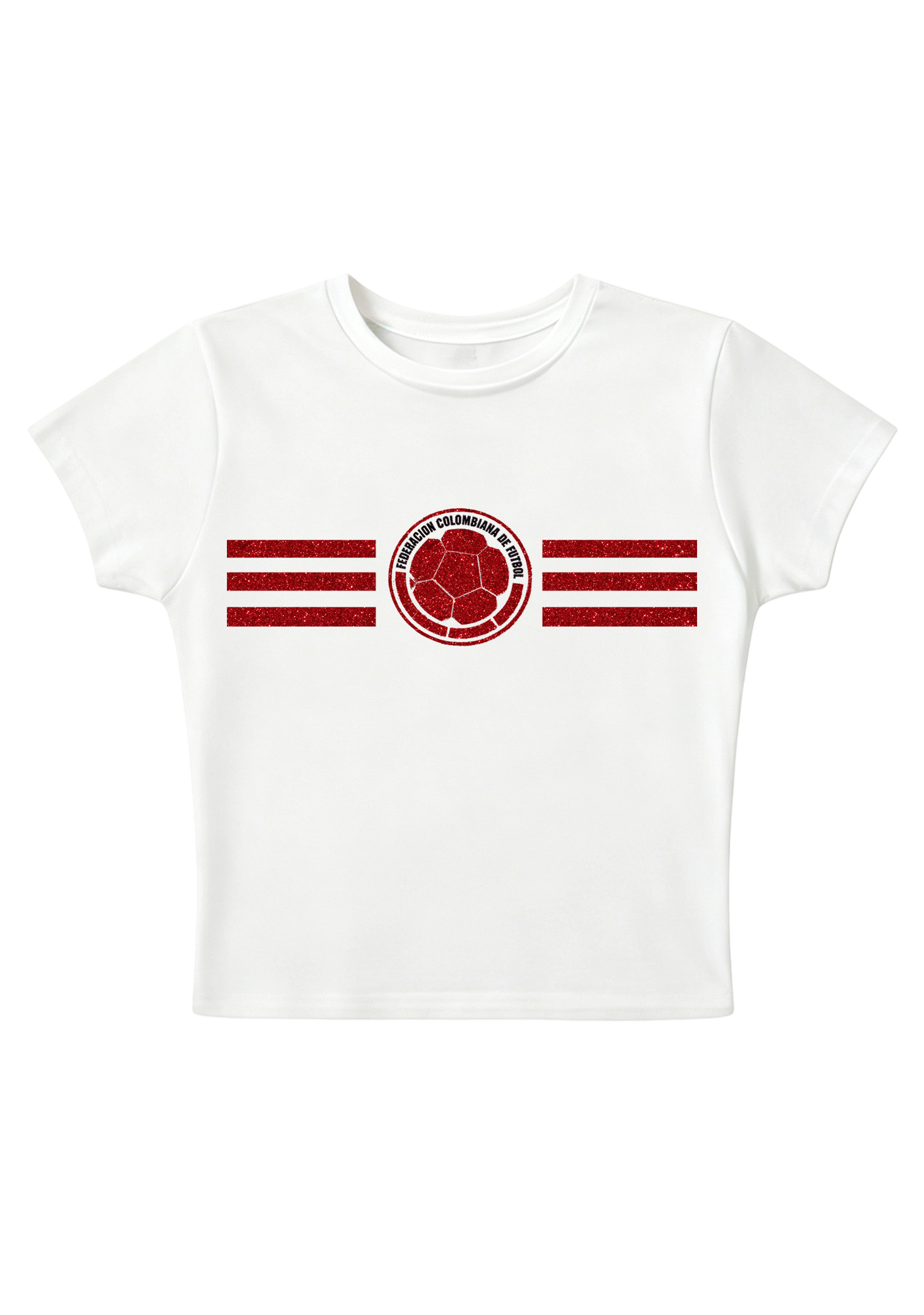 Colombia Football Red Glitter Y2K Baby Tee