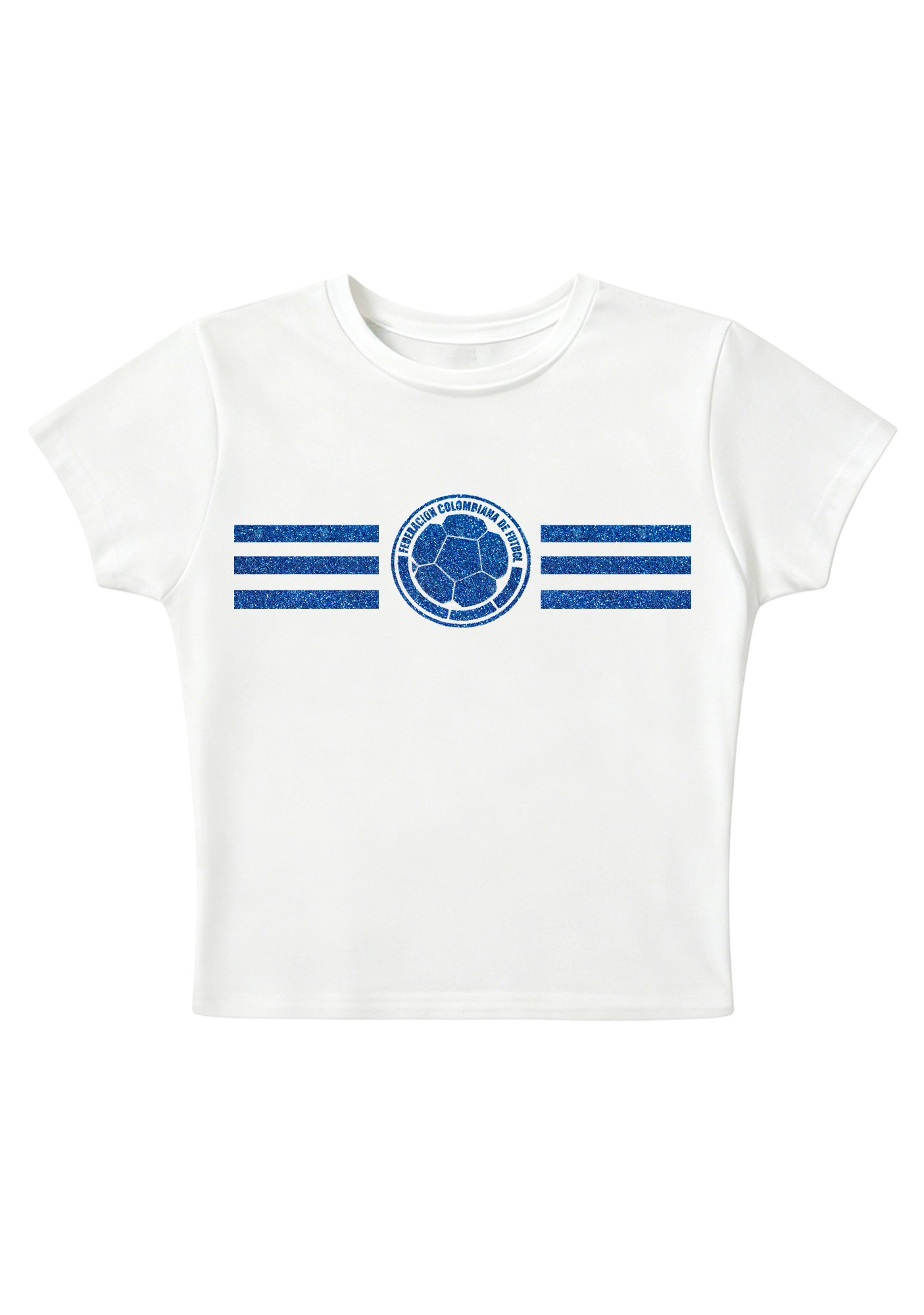 Colombia Football Blue Glitter Y2K Baby Tee