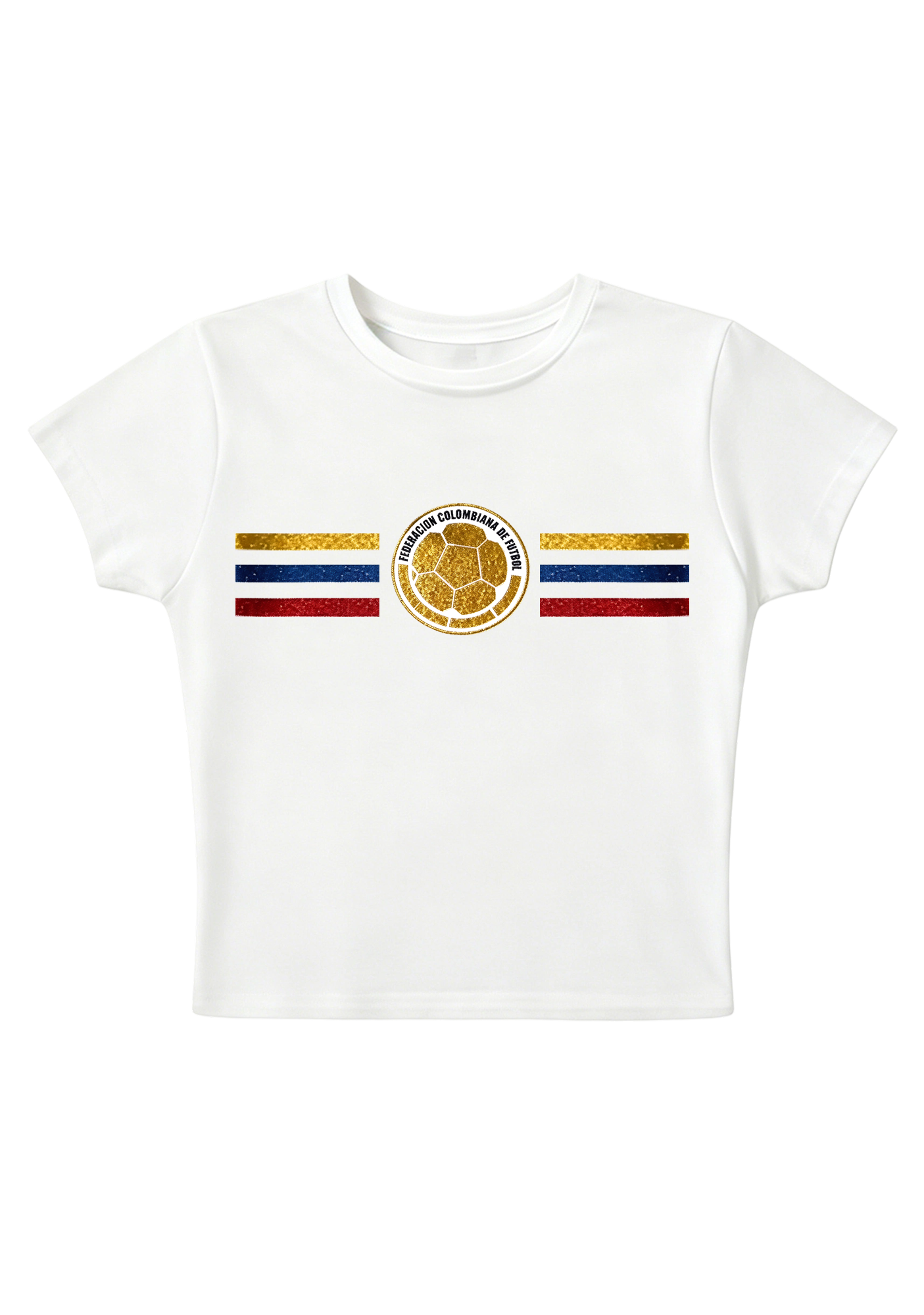 Colombia Football Flag Glitter Y2K Baby Tee