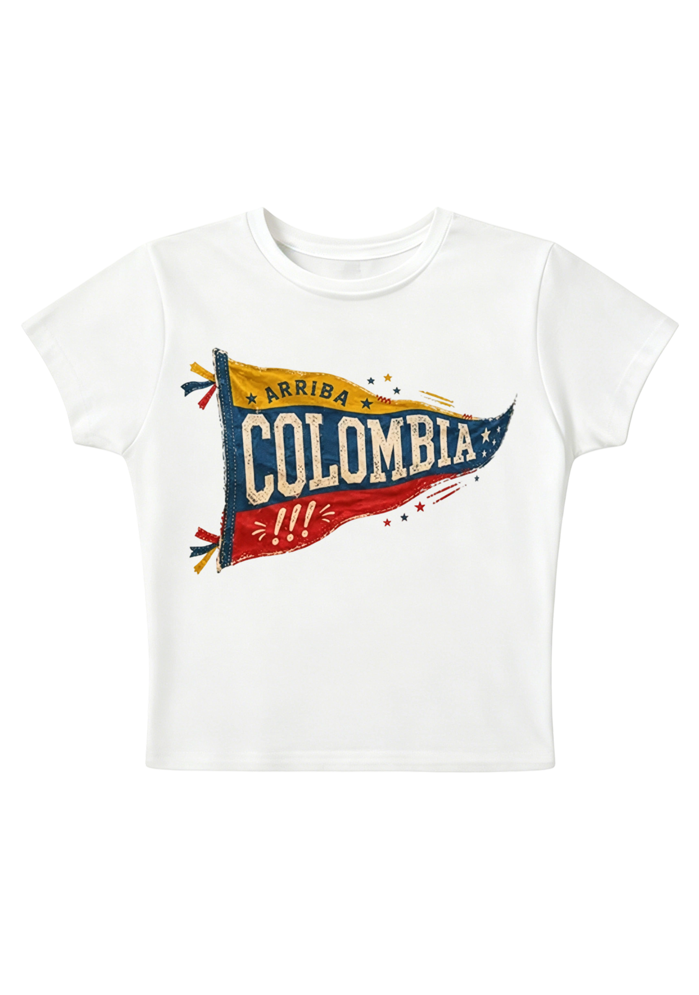 Arriba Colombia Vintage Flag Y2K Baby Tee