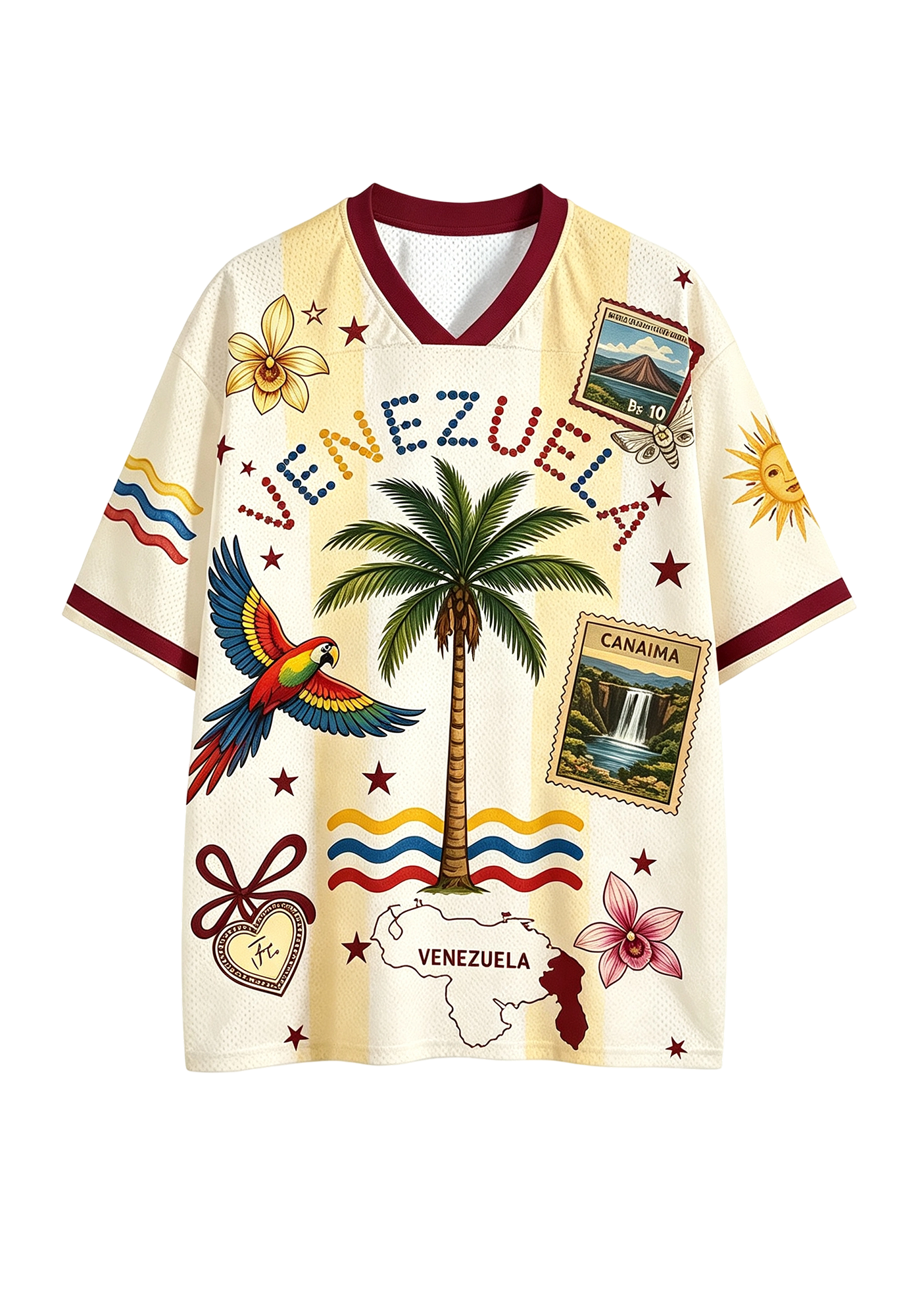 Tropical Venezuela Parrot Stamp Travel Mesh Jersey Shirts