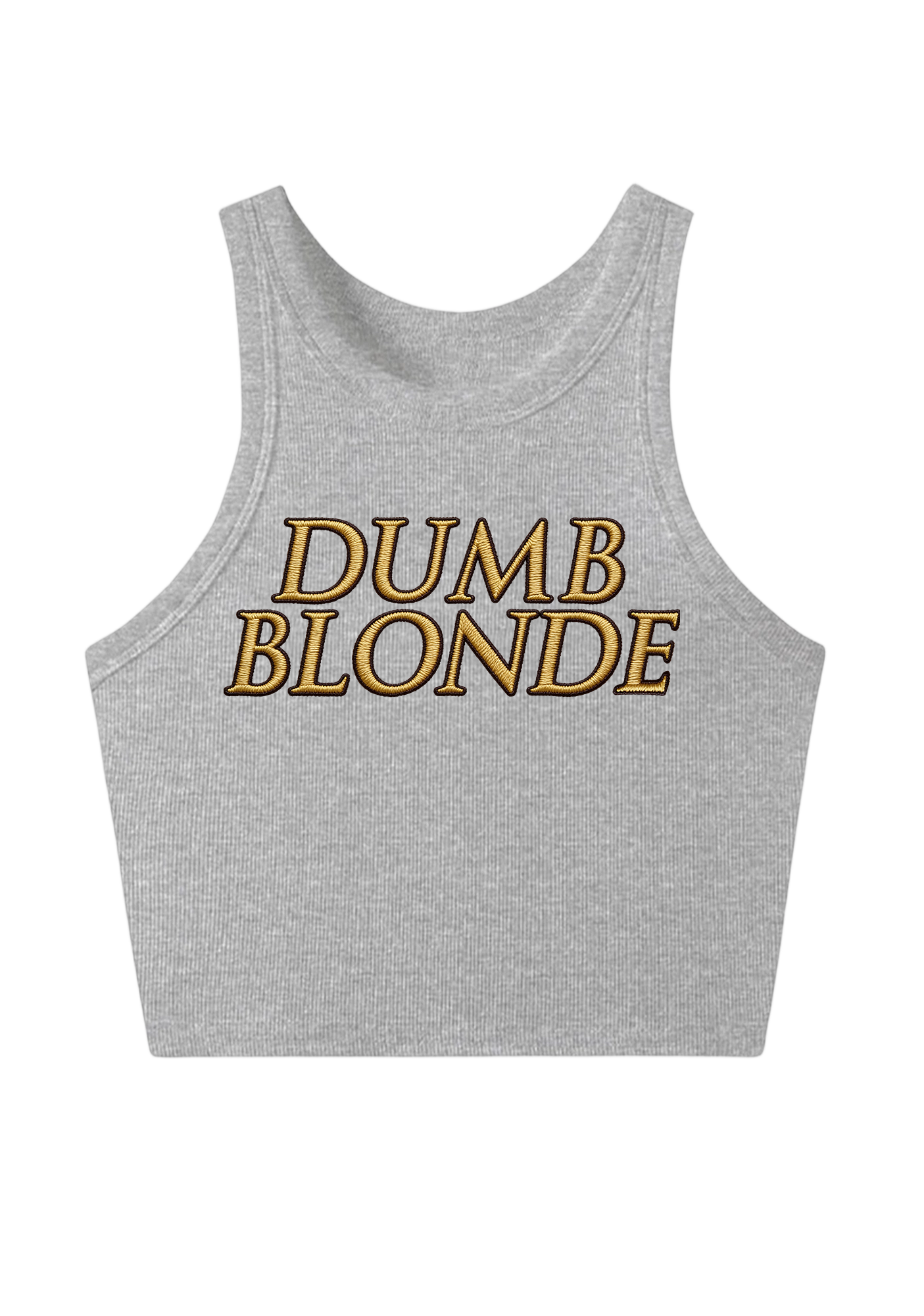 Dumb Blonde Embroidery Y2K Crop Tank Top