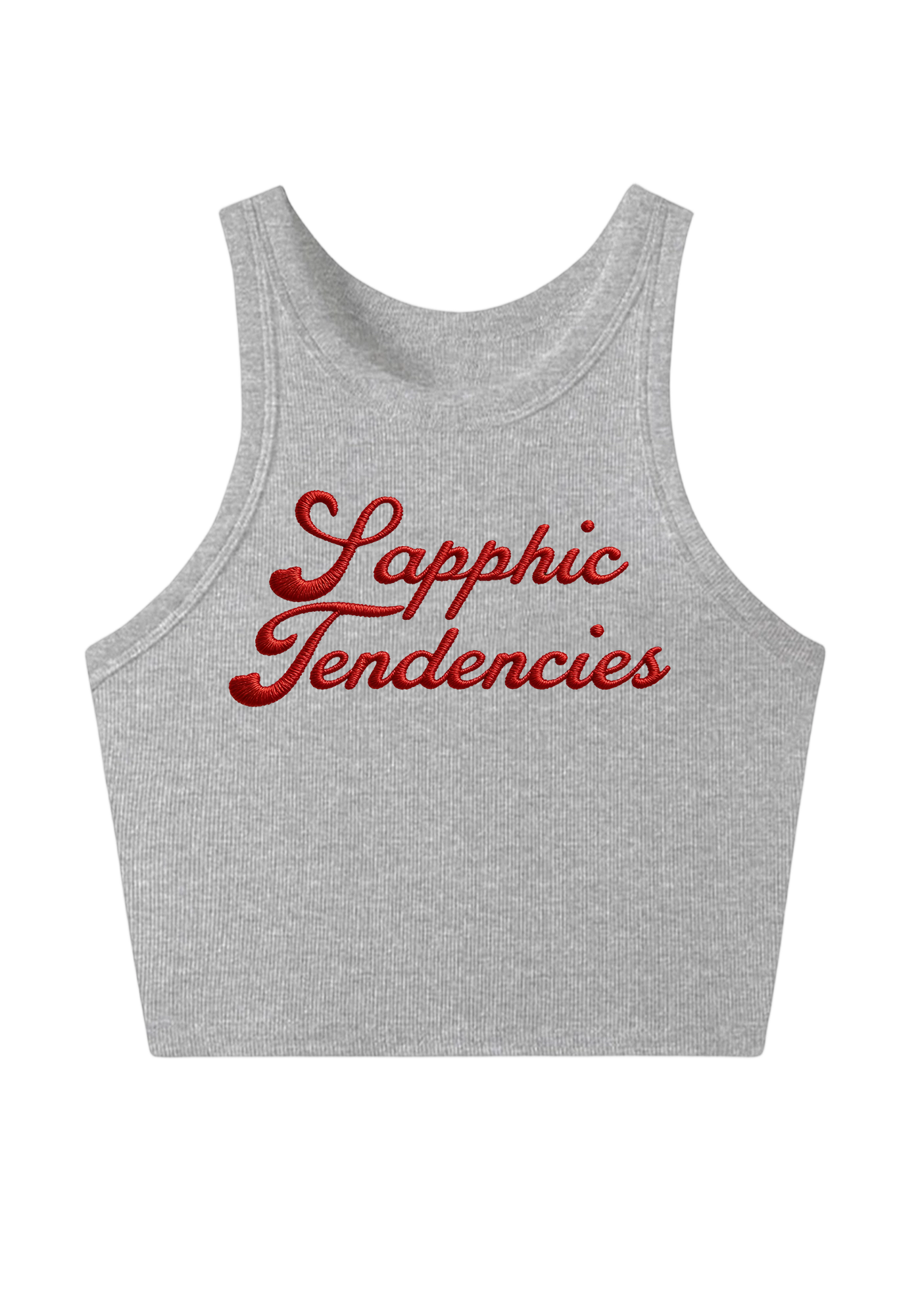 Sapphic Tendencies Embroidery Y2K Crop Tank Top