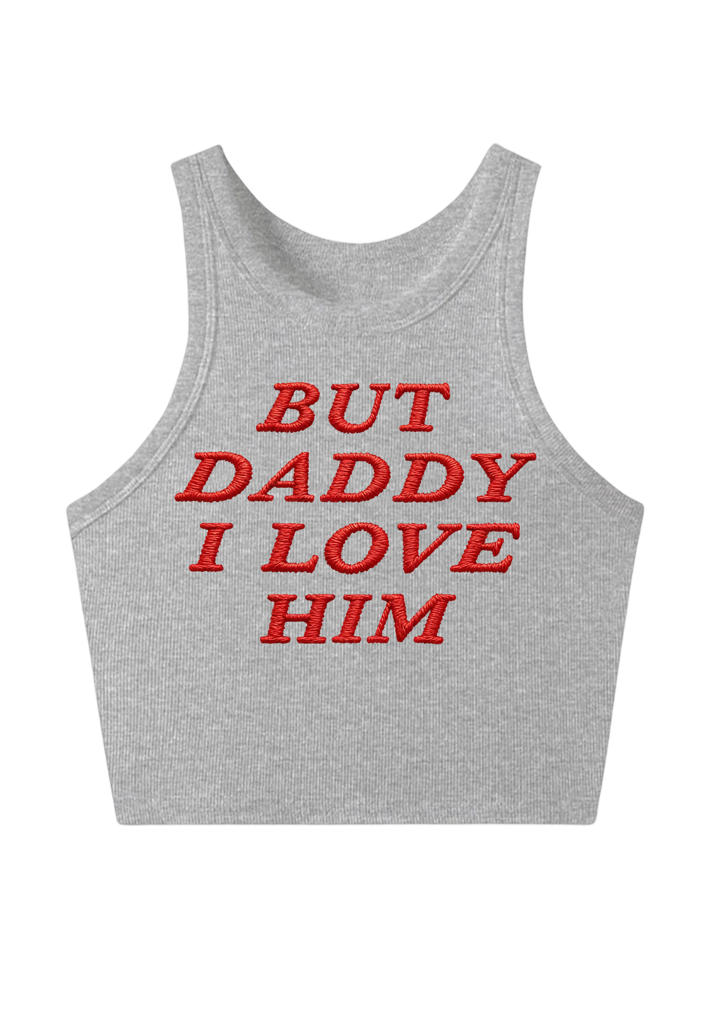Daddy l love him Embroidery Y2K Crop Tank Top