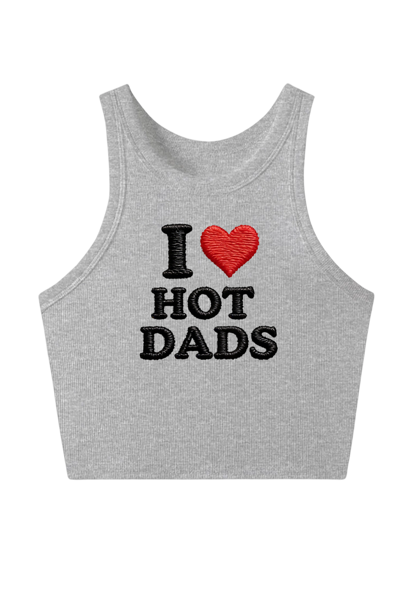 l love Hot Dad Embroidery Y2K Crop Tank Top