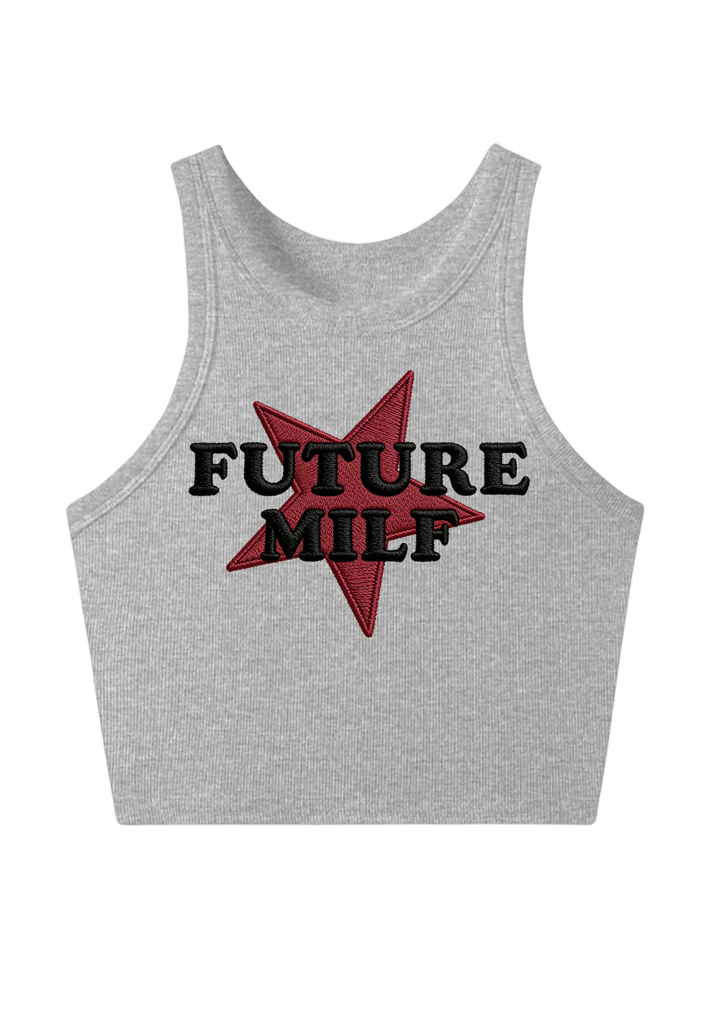 Future Milf Embroidery Y2K Crop Tank Top