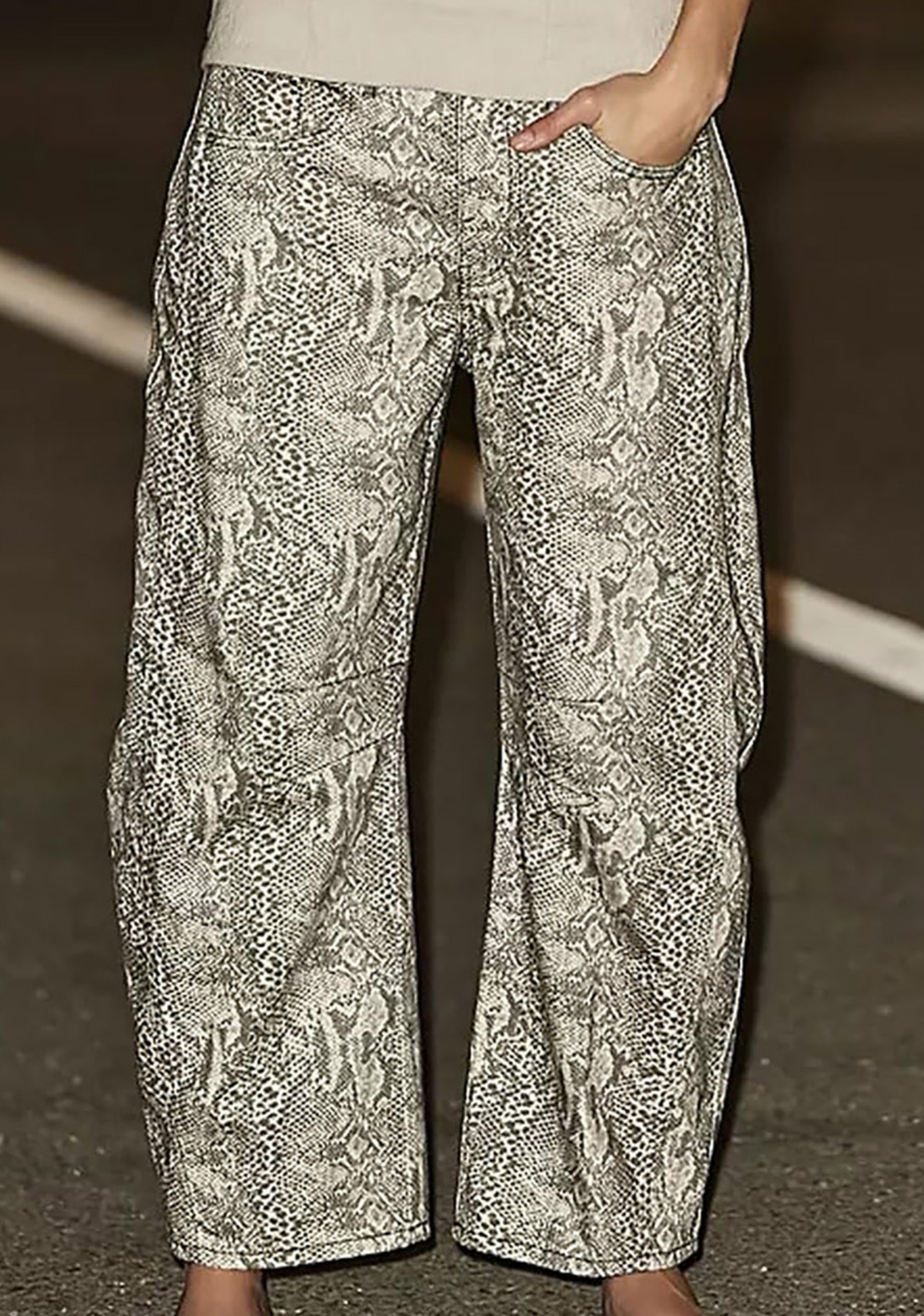 Women's Printed High-Waisted Loose-Fit Straight-Leg Casual Trousers