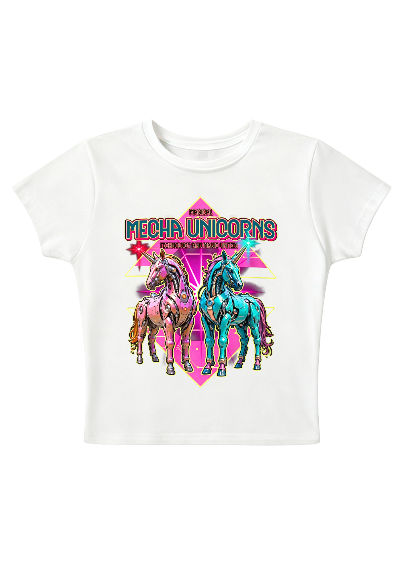 Magical Mecha Unicorns Y2K Baby Tee