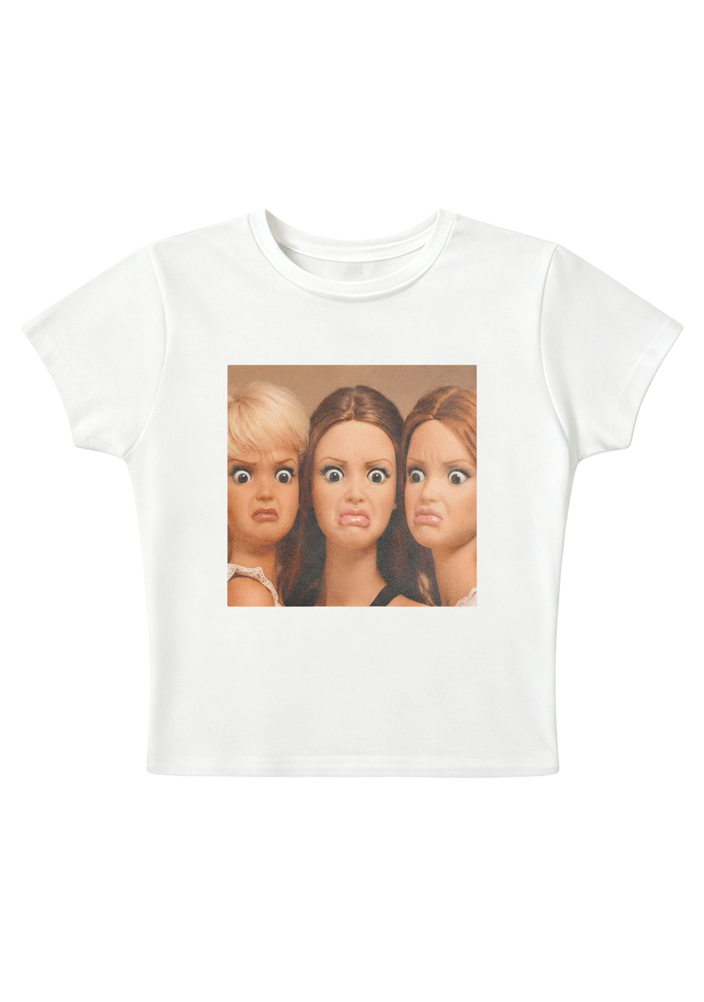Grumpy Doll Trio Y2K Baby Tee