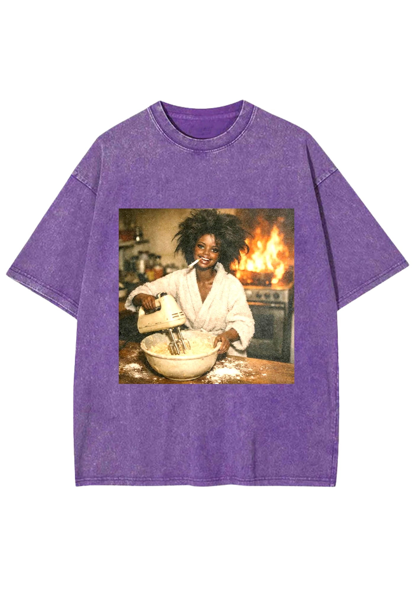 Fire Baker Funny Print Y2K Washed Tee