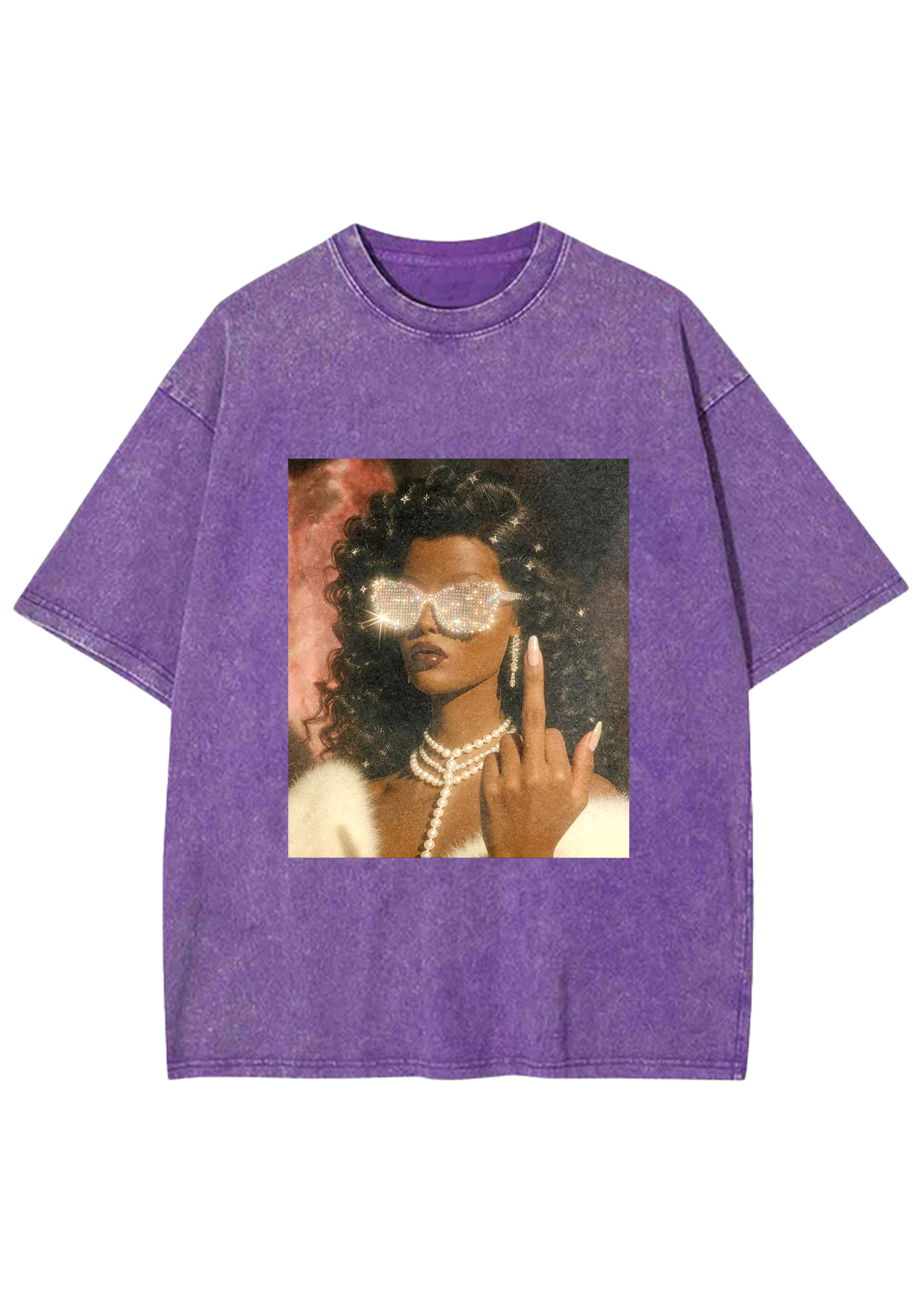 Diamond Shades Middle Finger Retro Y2K Washed Tee