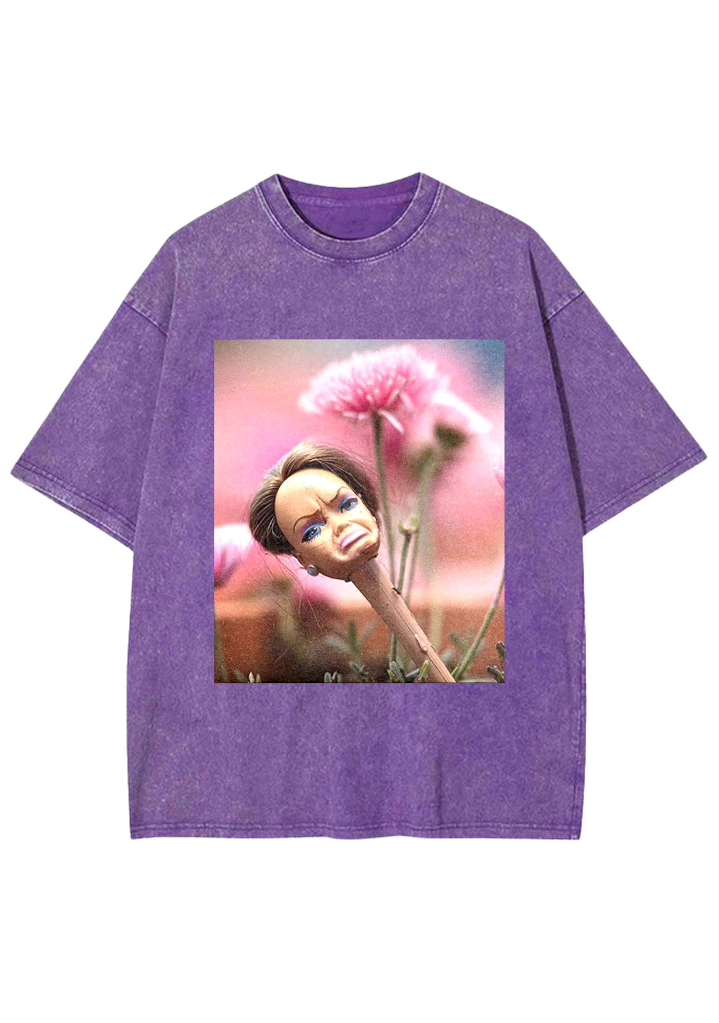 Pouty Barbie Flowerbed Meme Y2K Washed Tee
