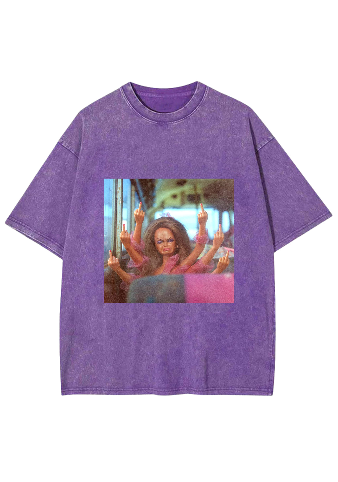 Y2K Aesthetic Zero Fucks Given Barbie Washed Tee