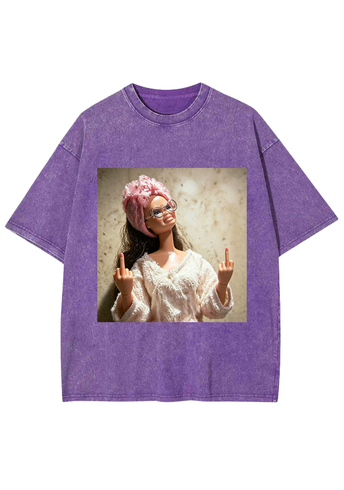 Middle Finger Barbie Doll Meme Washed T-Shirt