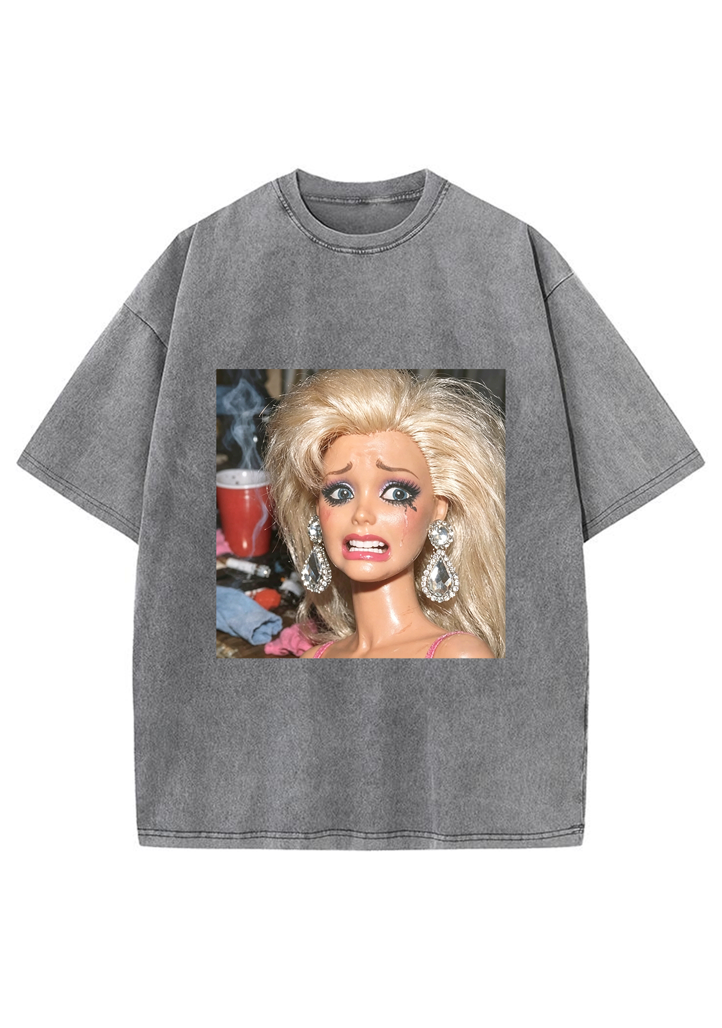 Crying Party Barbie Meme Washed Tee