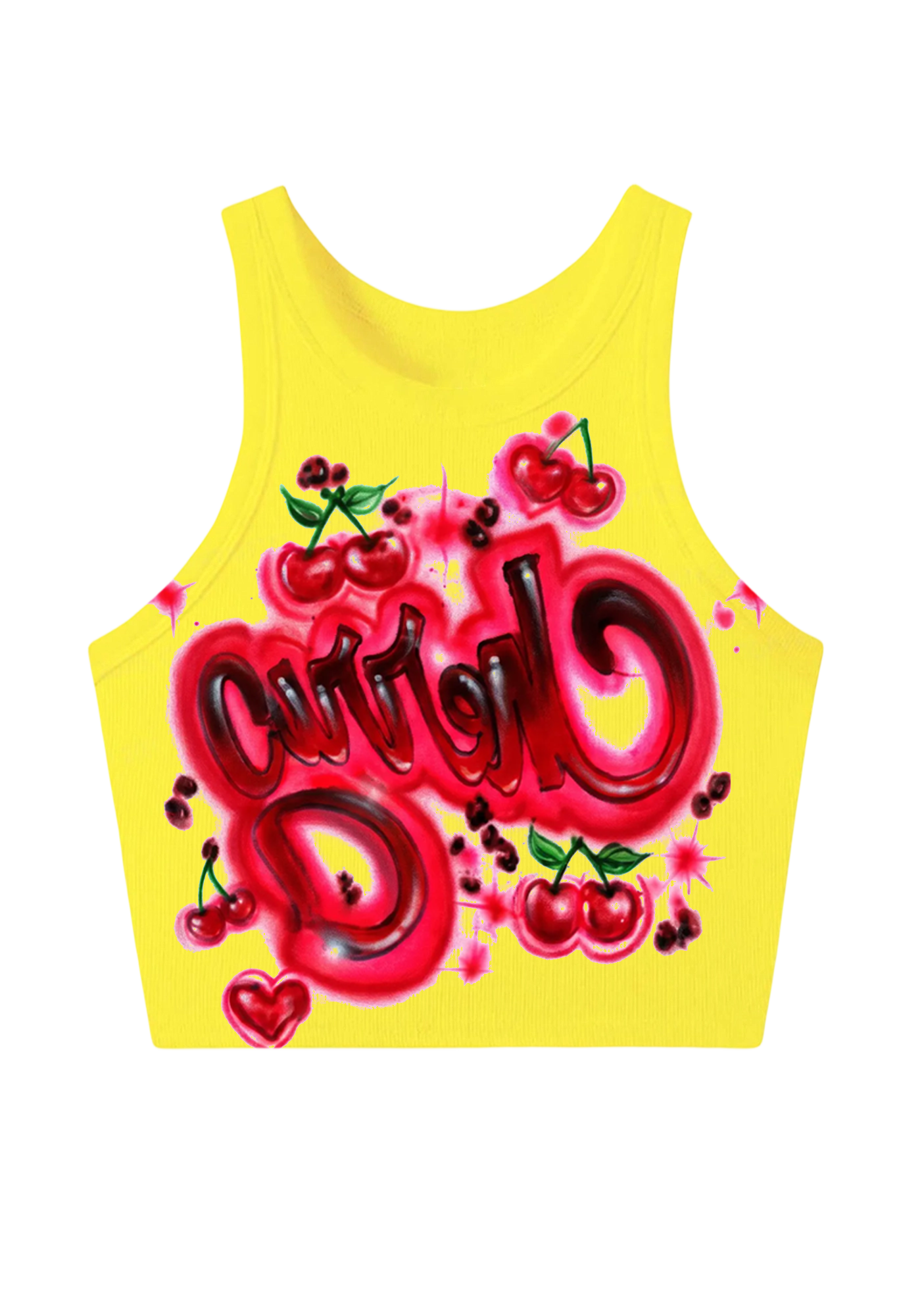 Graffiti Cherry Curvy D Bright Y2K Crop Tank Top
