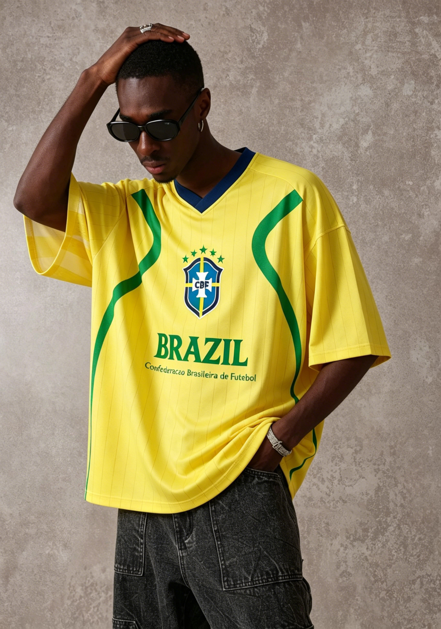 [Copy]Retro Brazil National Team Yellow Striped Y2K Jersey Shirts