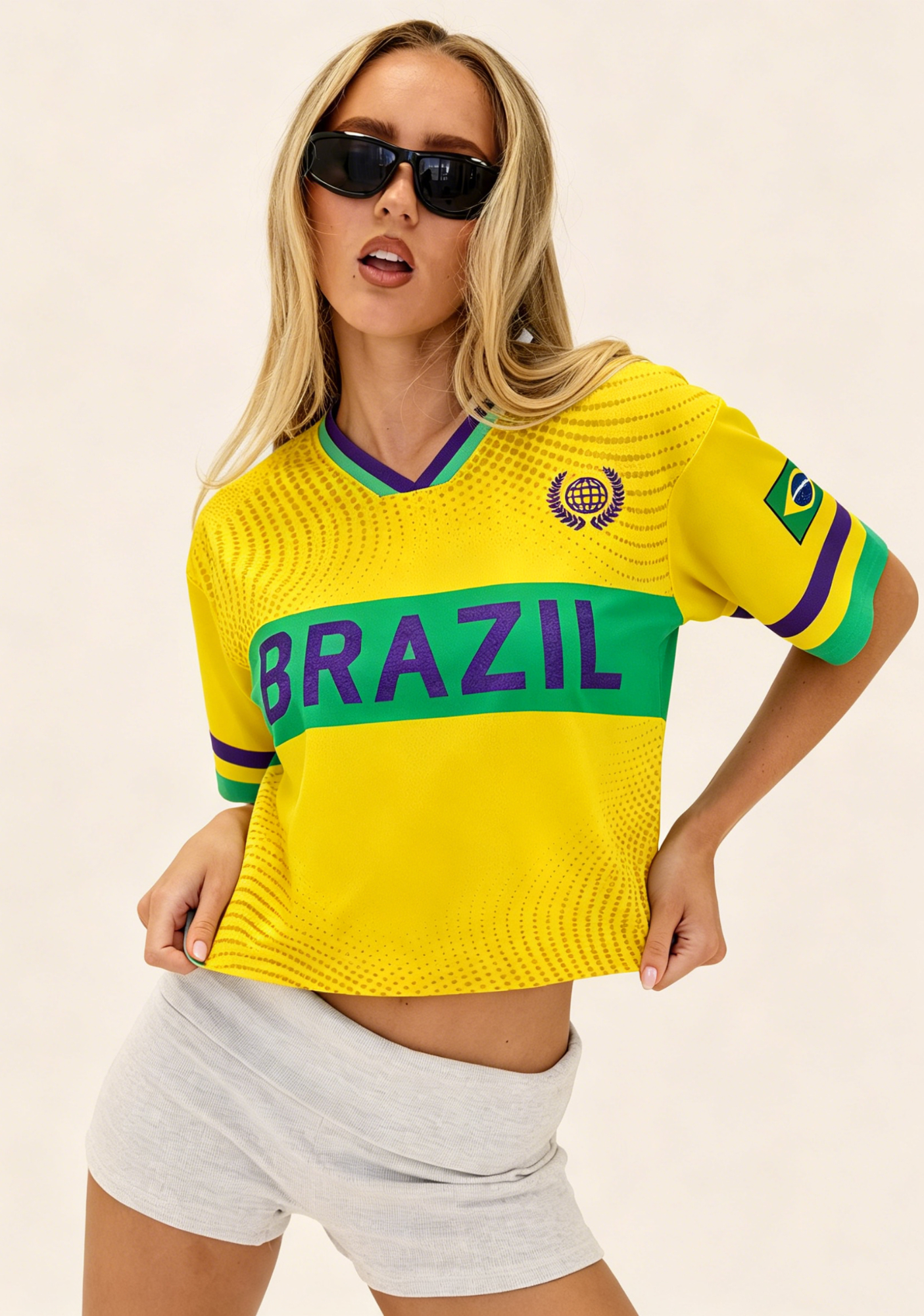  Brazil Game Day Cropped Jersey Shirt