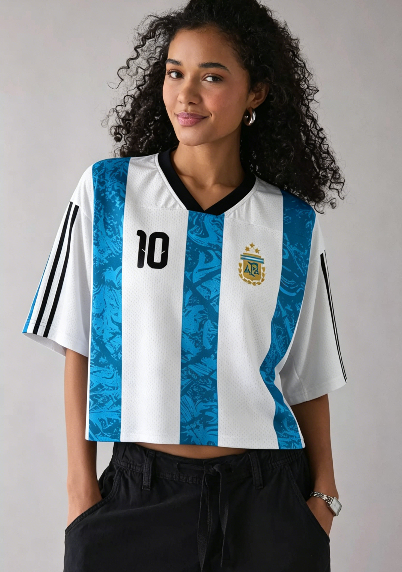 🇦🇷 ARGENTINA VIBES #10 Cropped Mesh Jersey Shirt