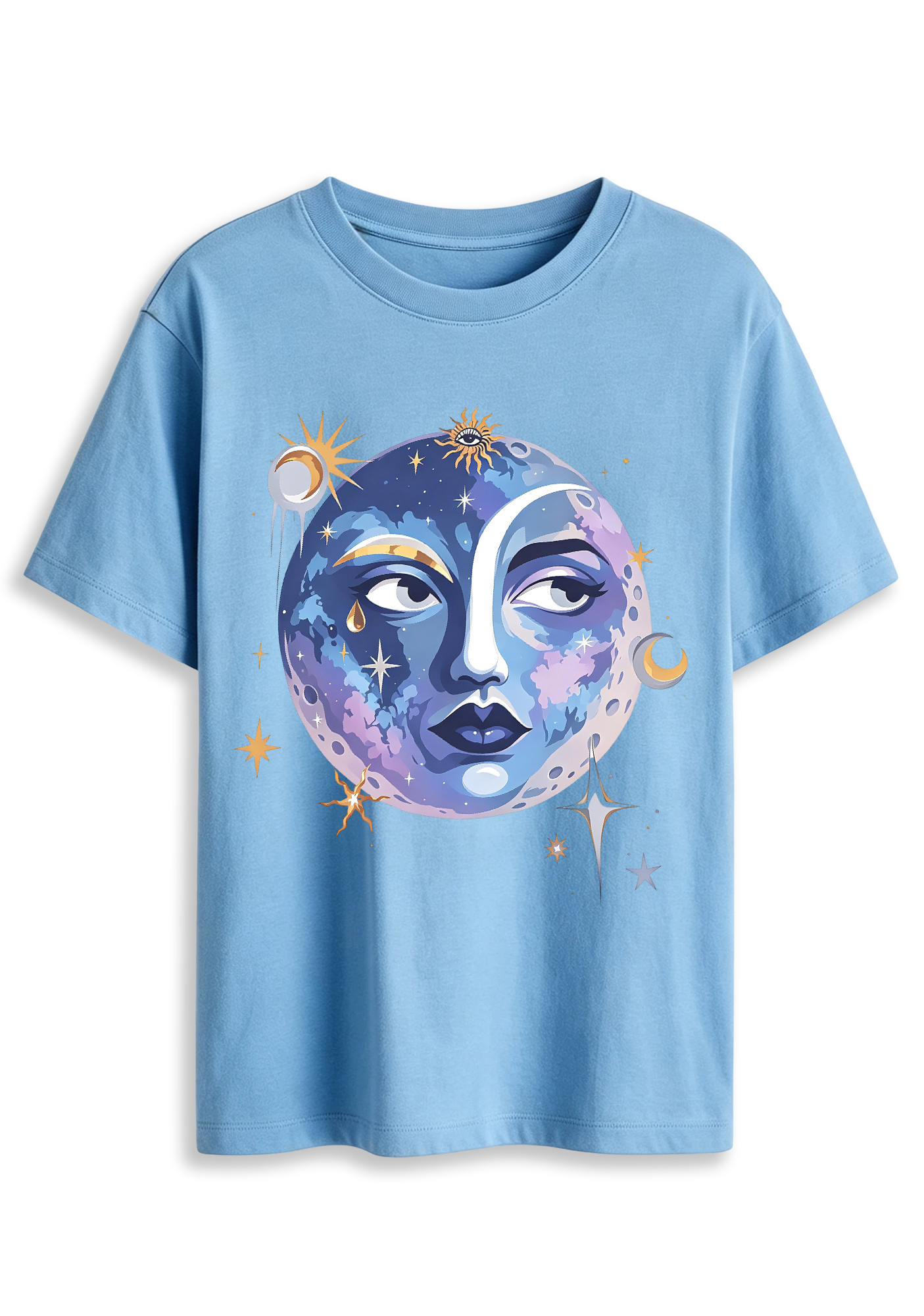 Purple Blue Planet Star Mystic Casual Graphic T-Shirt