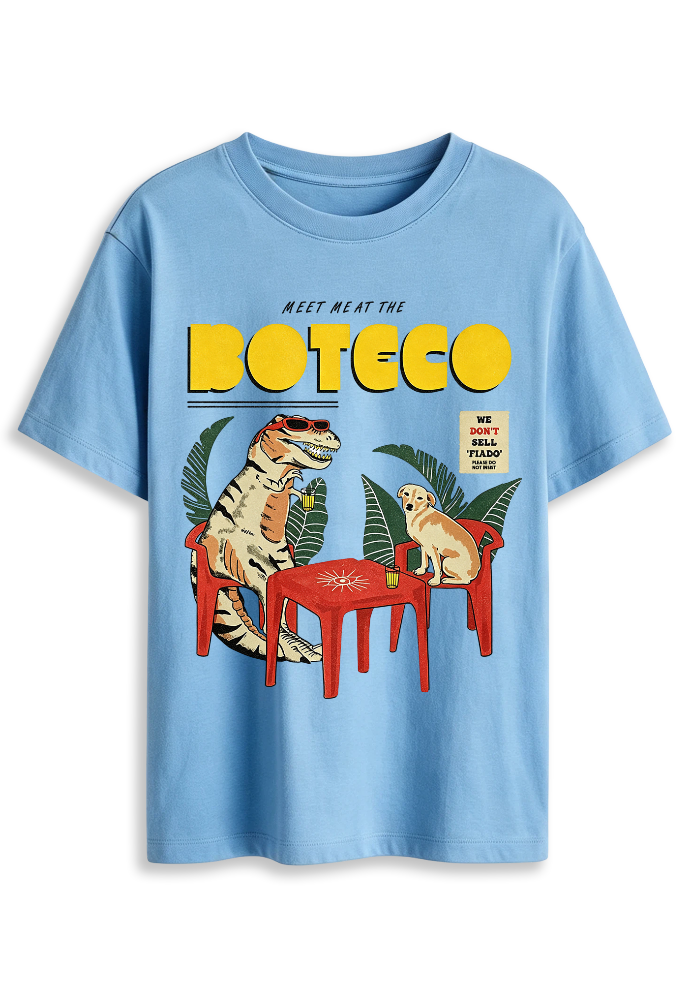 Fun Retro Dinosaur Dog Boteco Tropical Vintage Cartoon Graphic T-Shirt