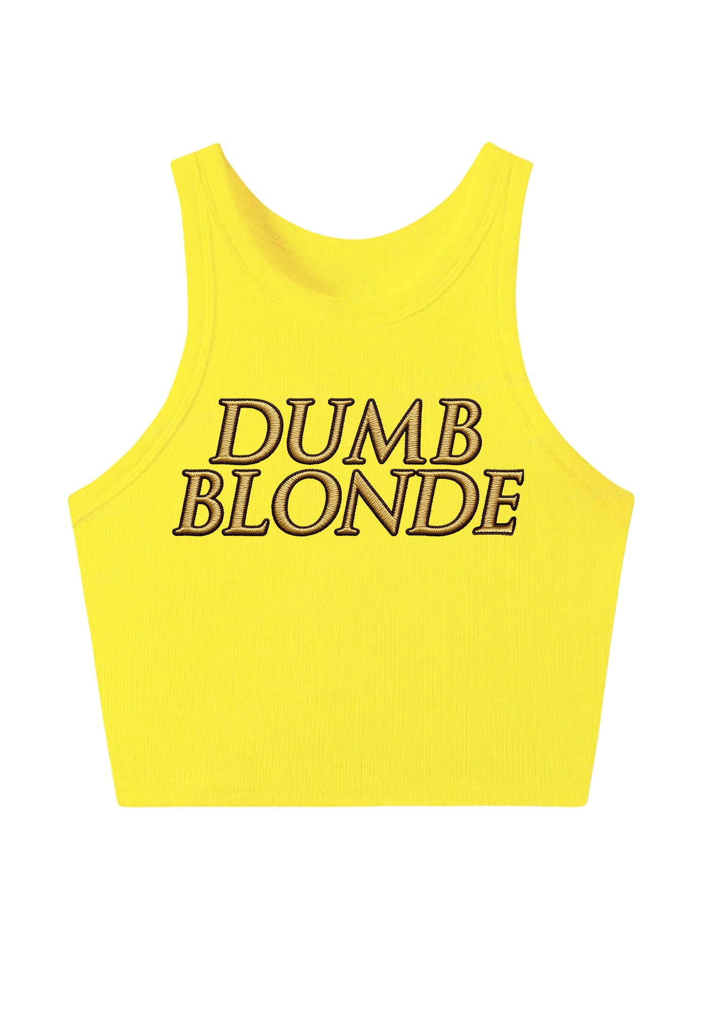 Dumb Blonde Embroidery Y2K Crop Tank Top