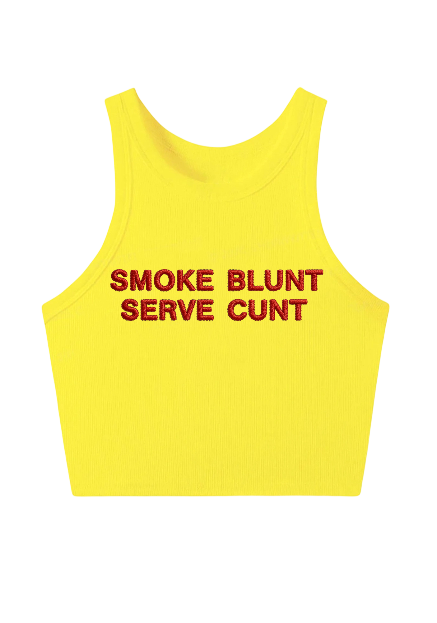 Smoke Blunt Serve Cunt Embroidery Y2K Crop Tank Top