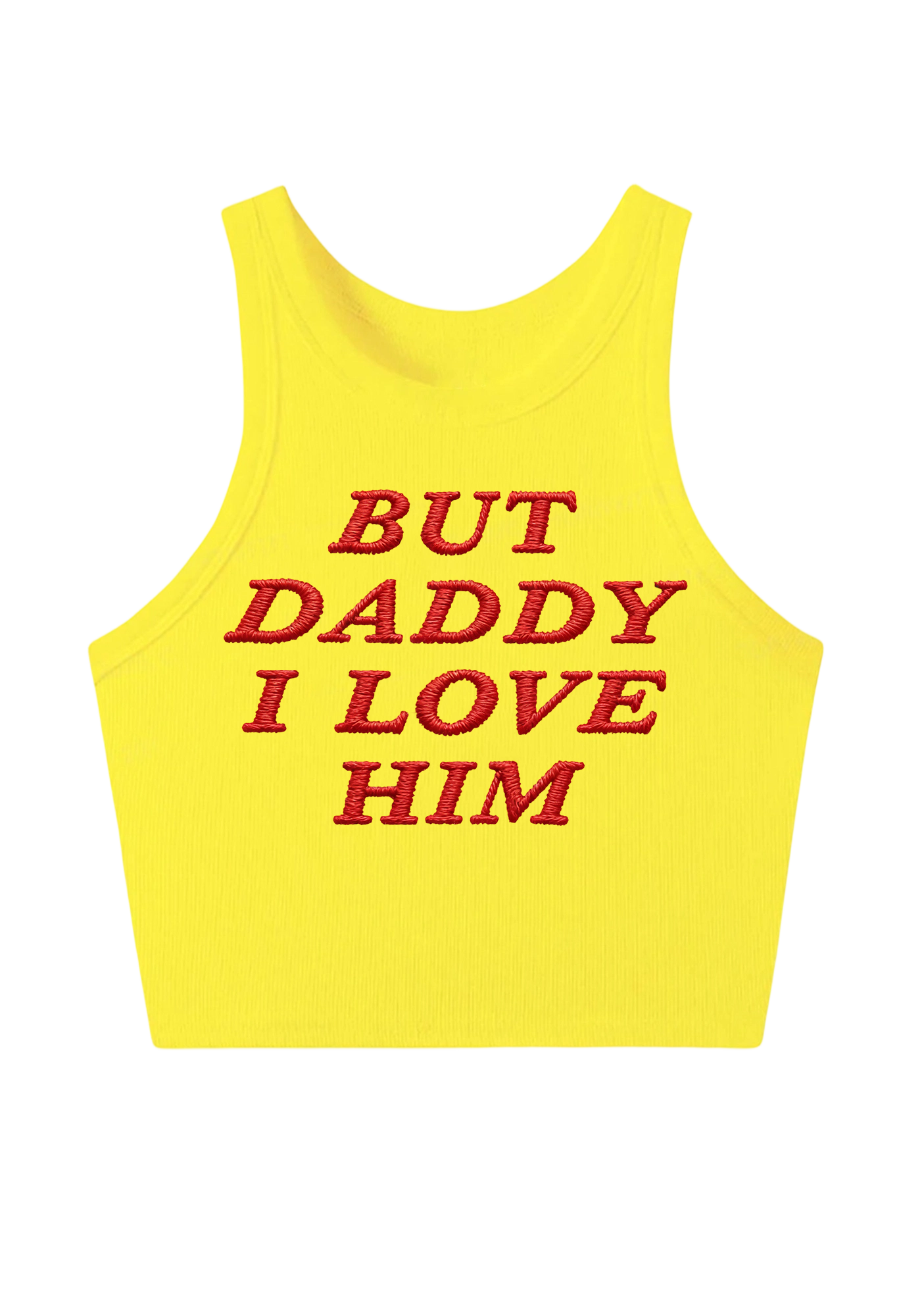 Daddy l love him Embroidery Y2K Crop Tank Top