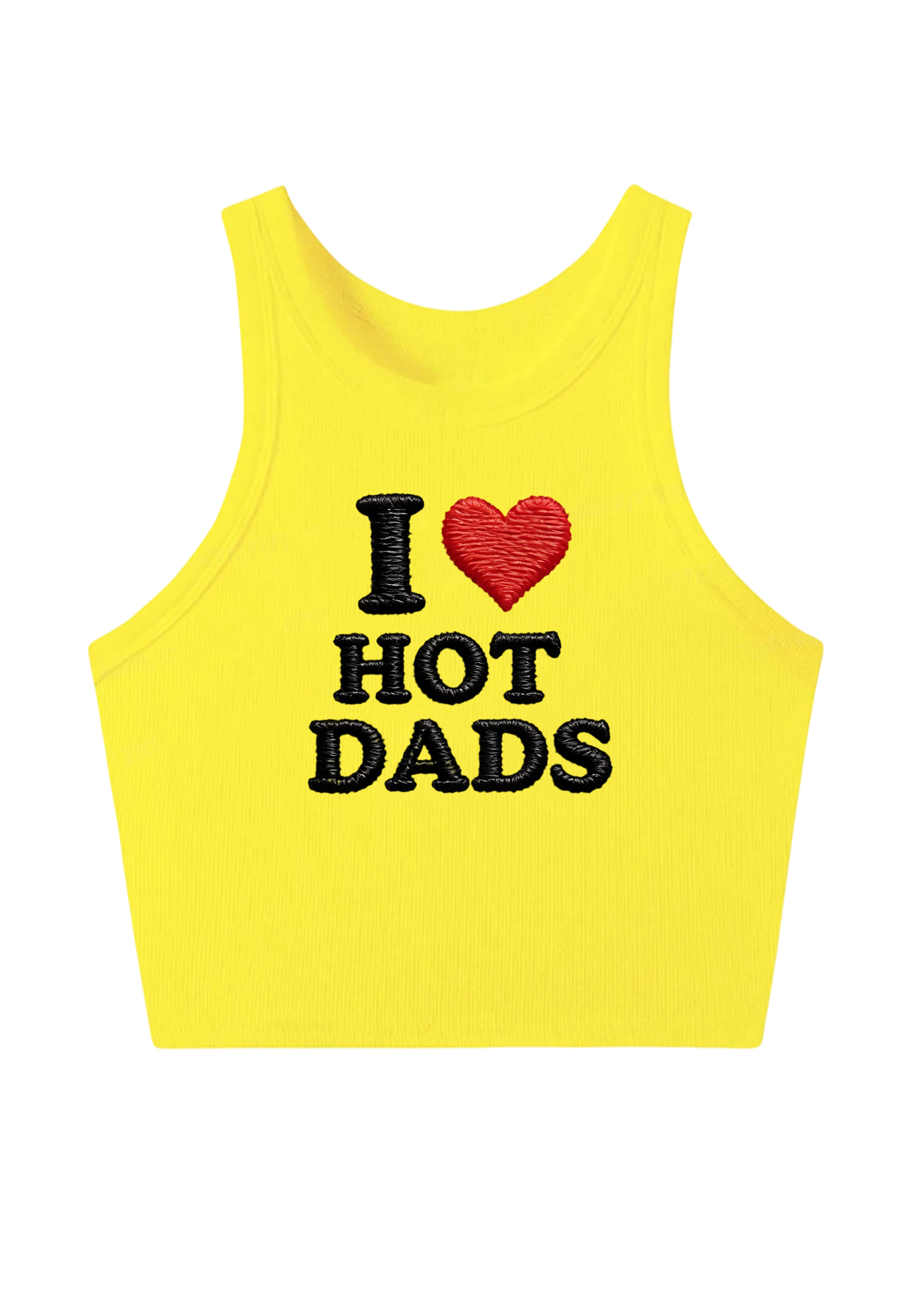 l love Hot Dad Embroidery Y2K Crop Tank Top