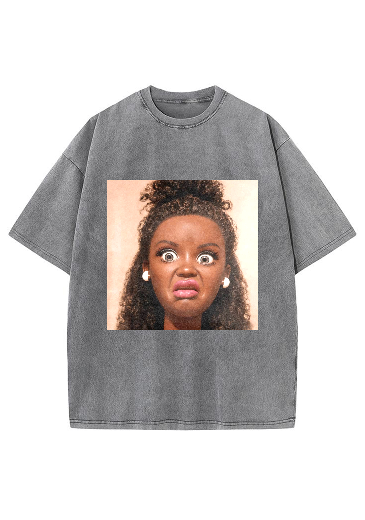 Shocked Face Doll Funny Washed Tee